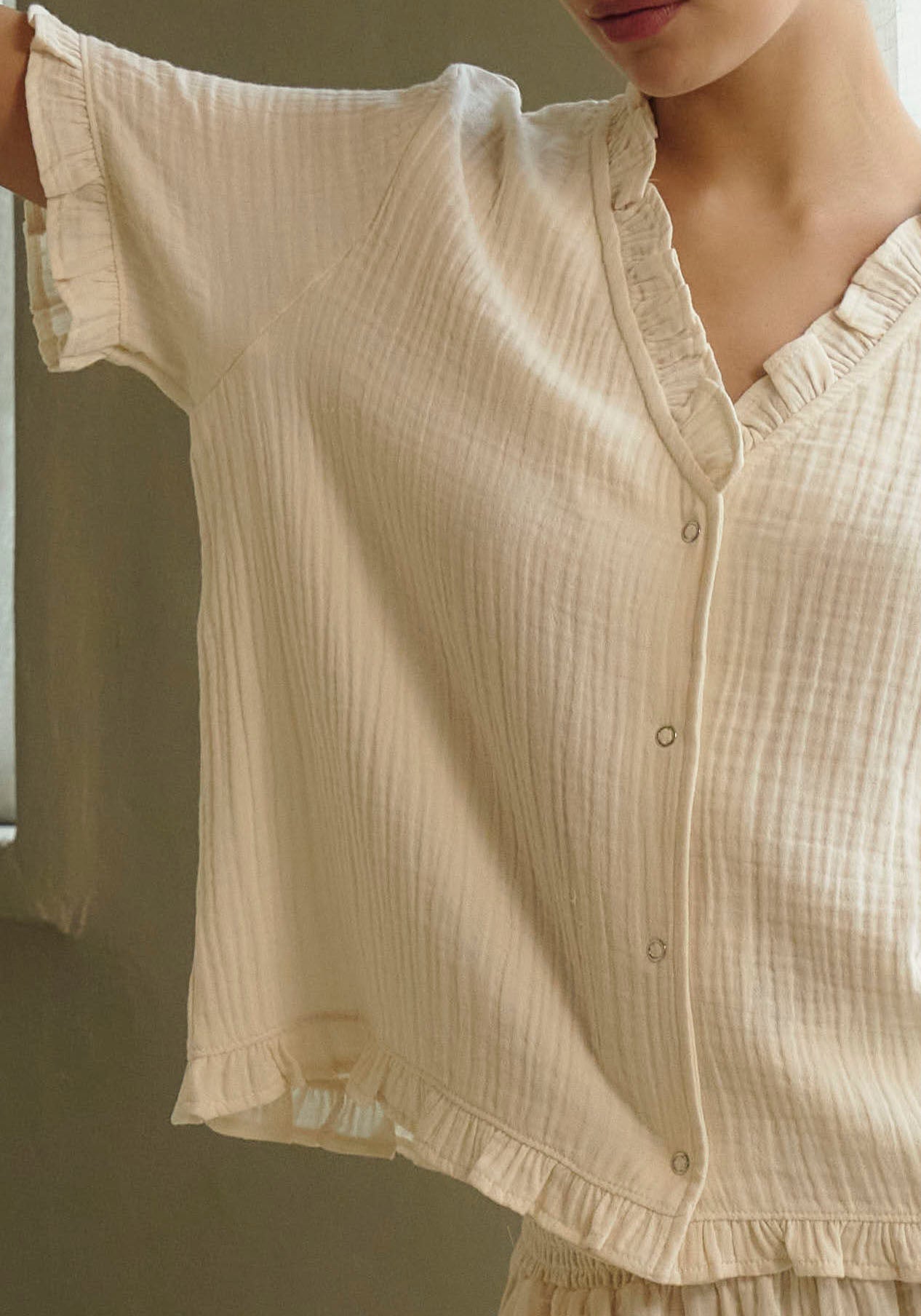 FRILLED MUSLIN TOP & SHORTS SET