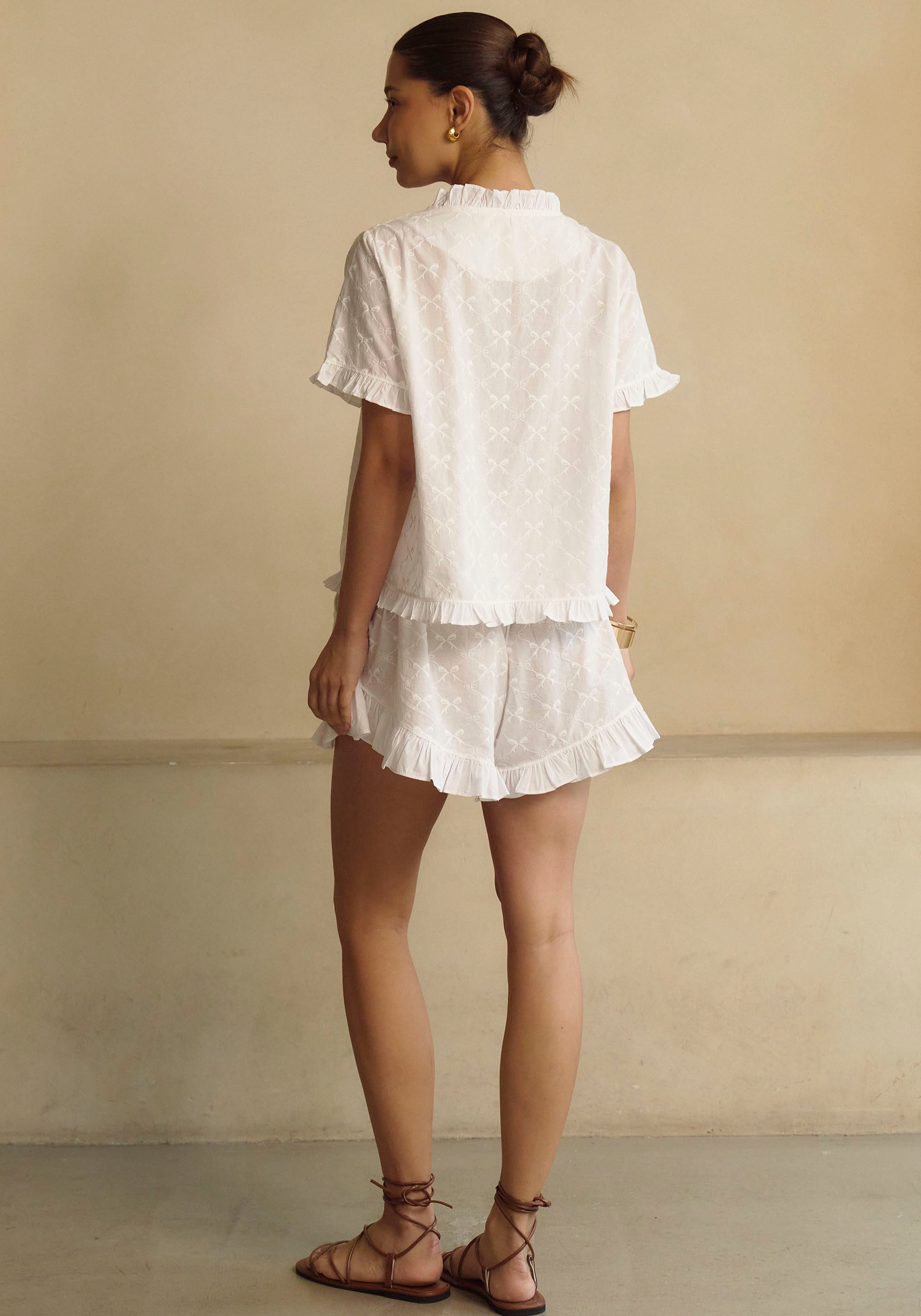 FRILLED BOWS TOP & SHORTS SET