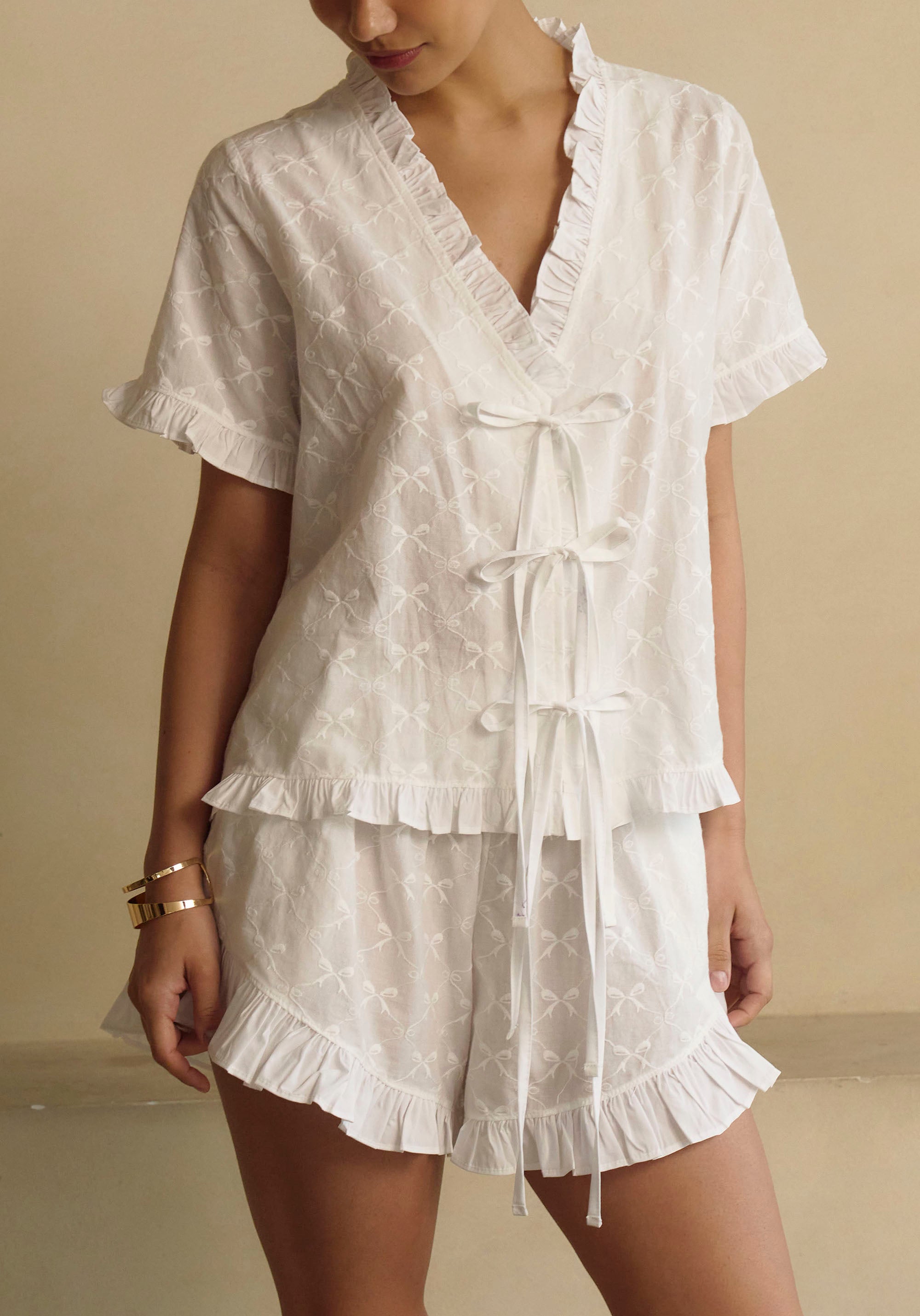 FRILLED BOWS TOP & SHORTS SET