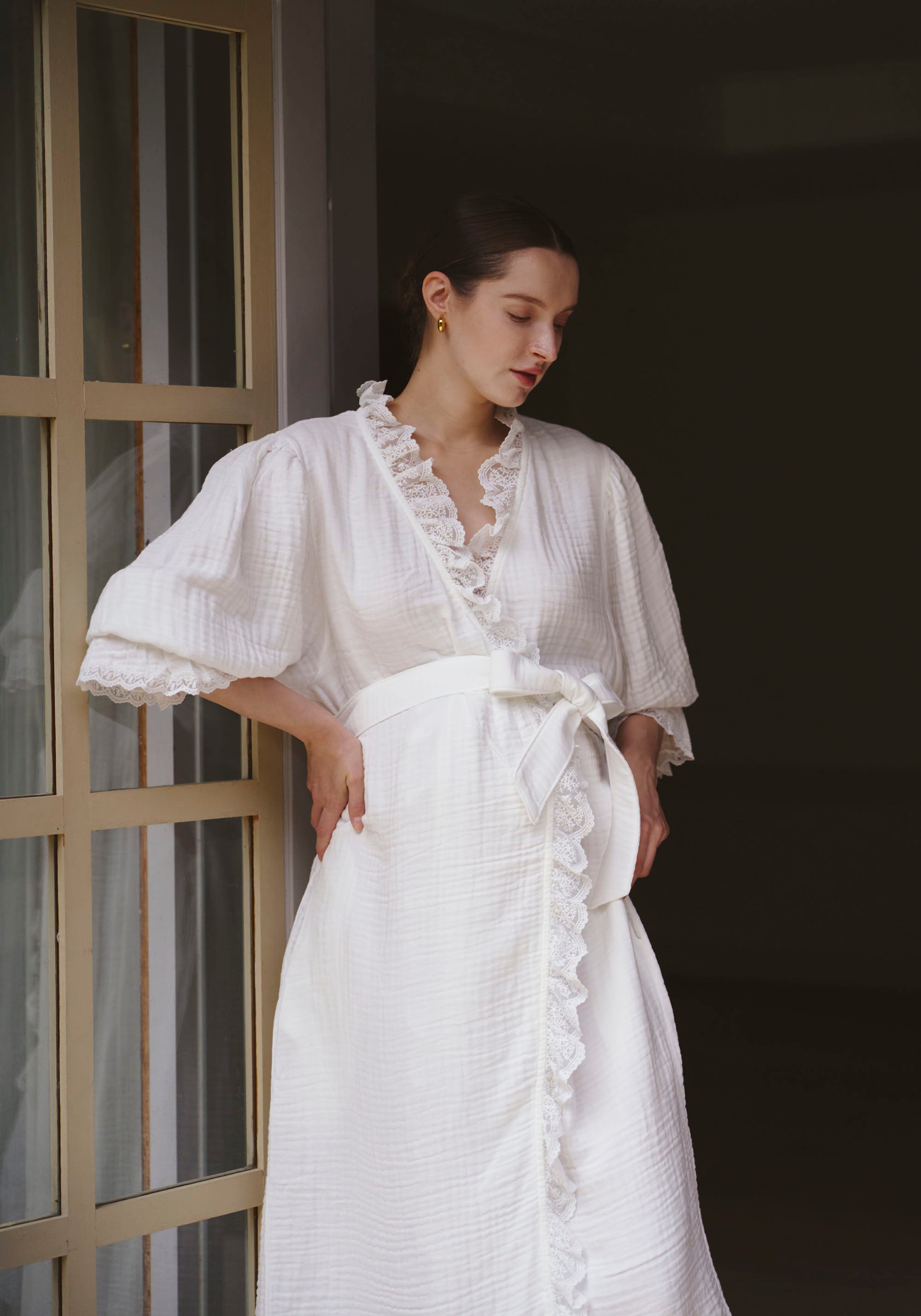 LACED MODAL GAUZE ROBE
