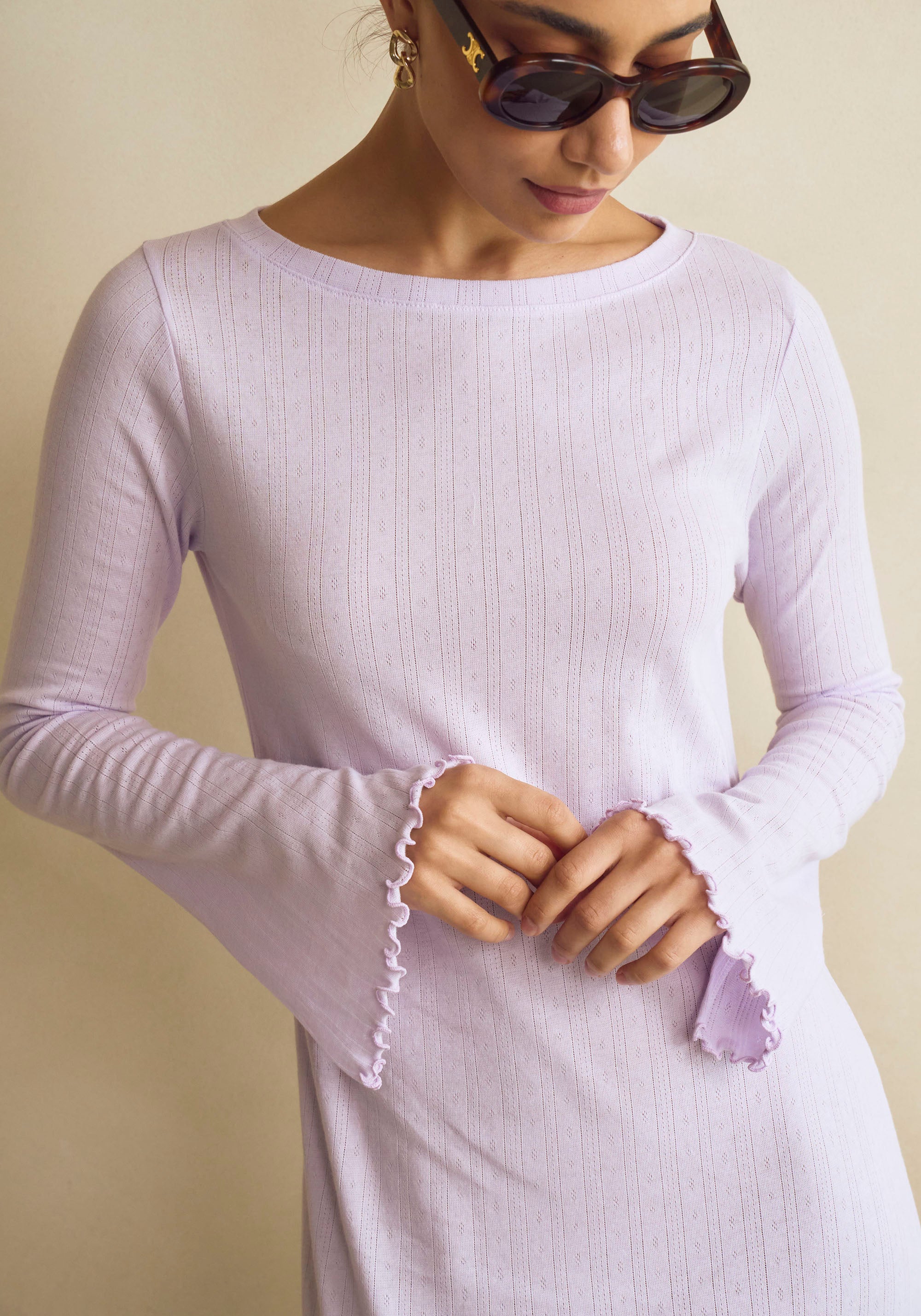 LONG POINTELLE DRESS