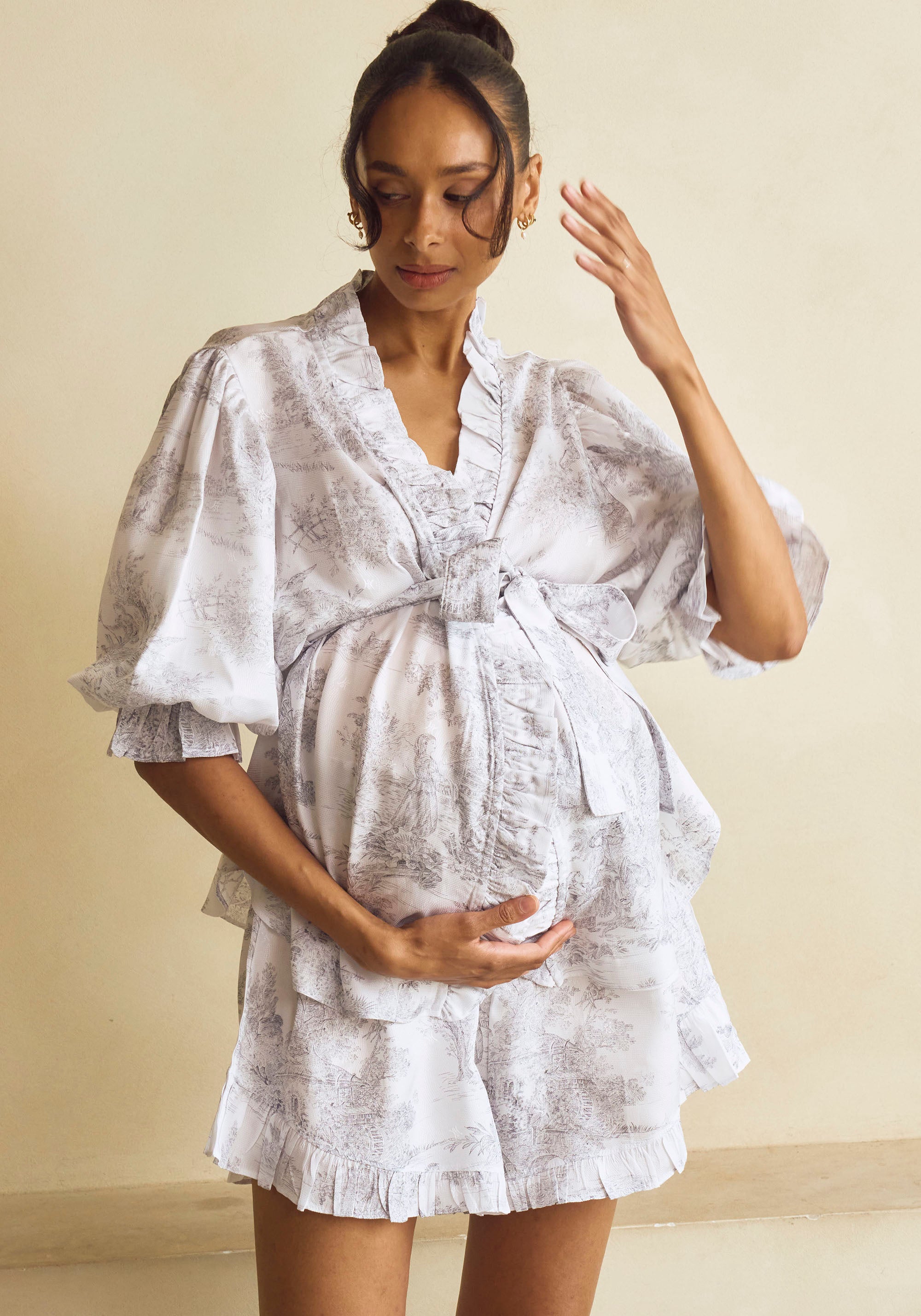 RUFFLED VEGAN SILK PJ SET