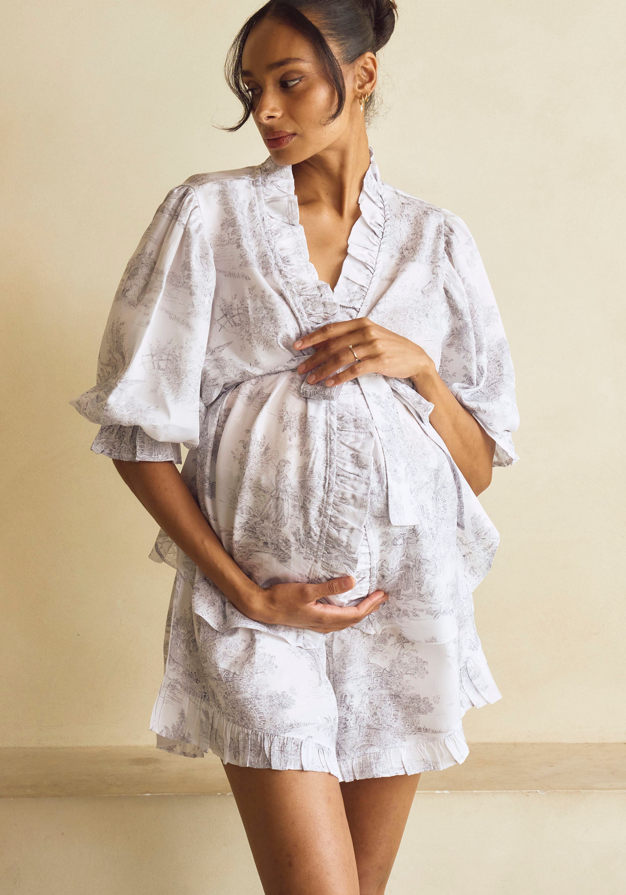 RUFFLED VEGAN SILK PJ SET