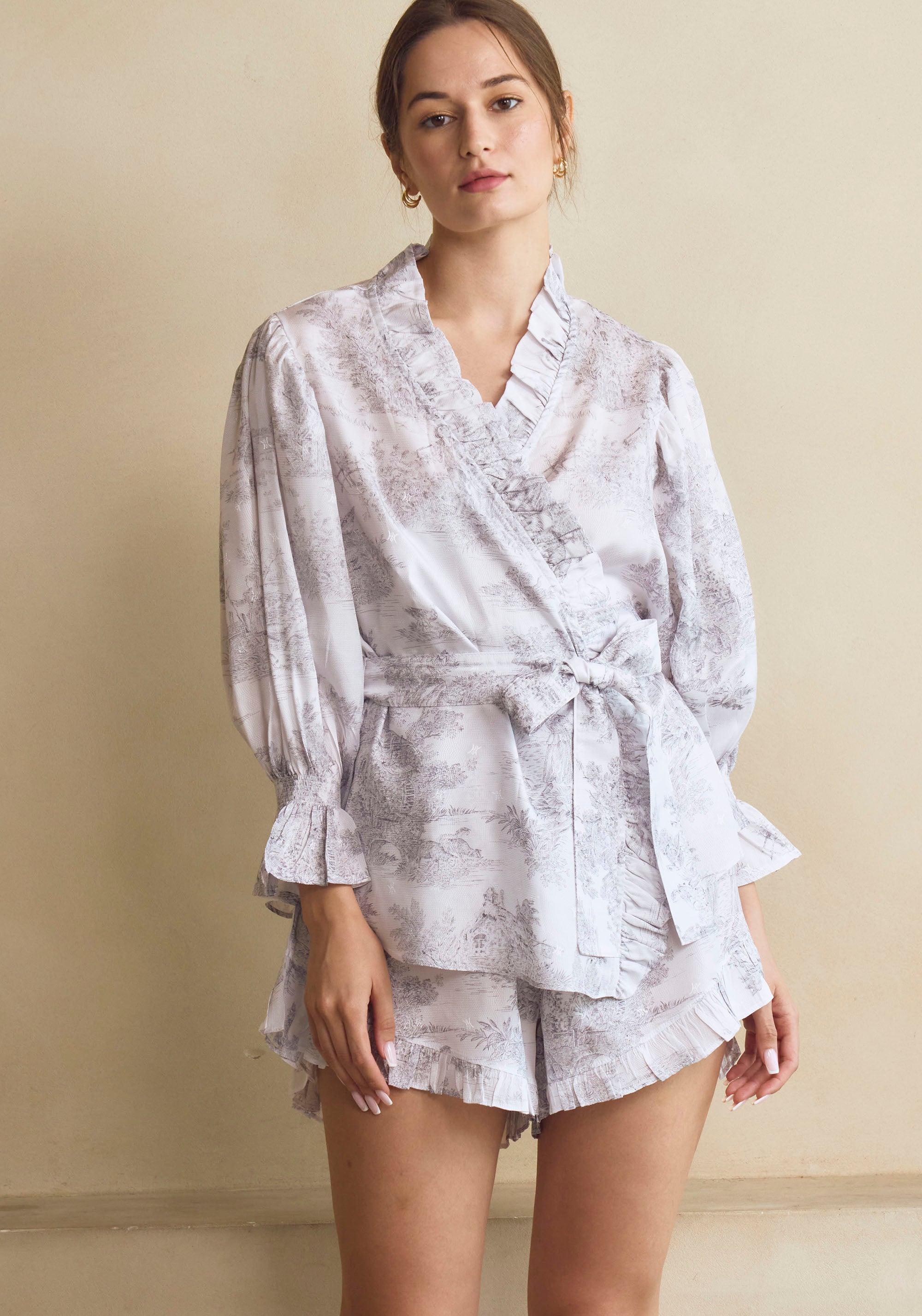 RUFFLED VEGAN SILK PJ SET