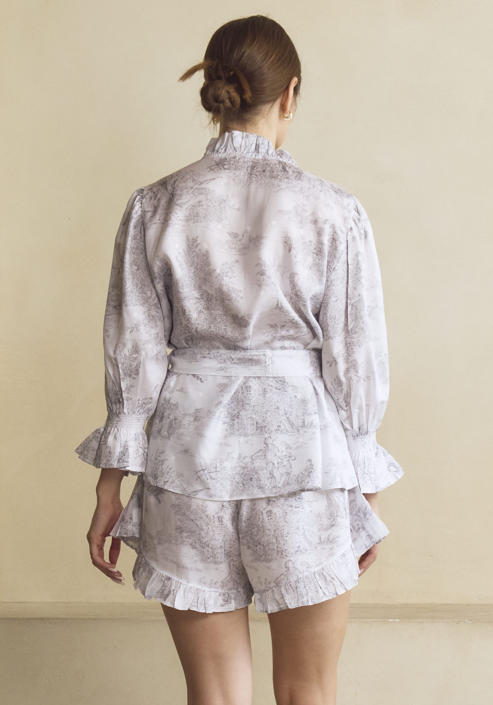 RUFFLED VEGAN SILK PJ SET