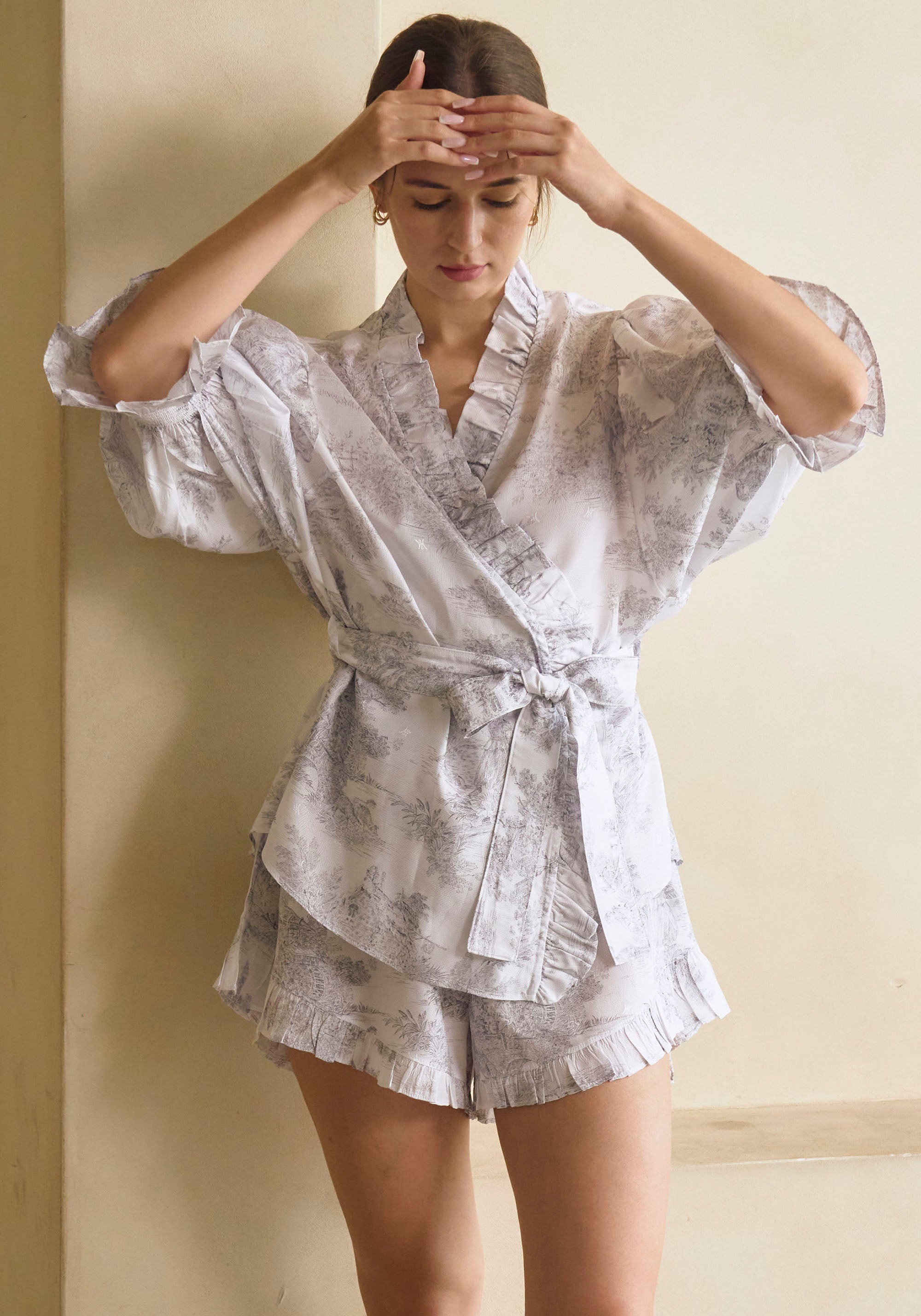 RUFFLED VEGAN SILK PJ SET