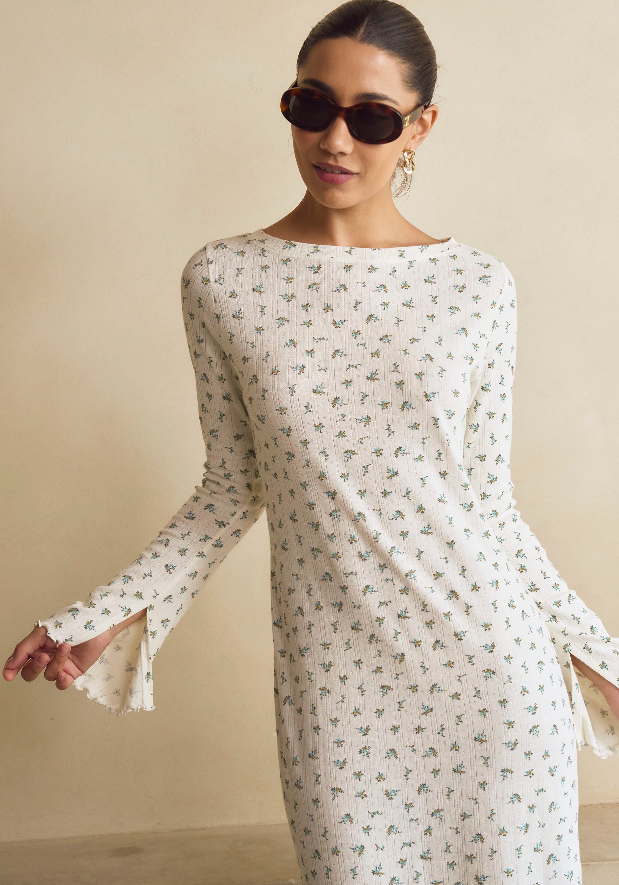 LONG POINTELLE DRESS