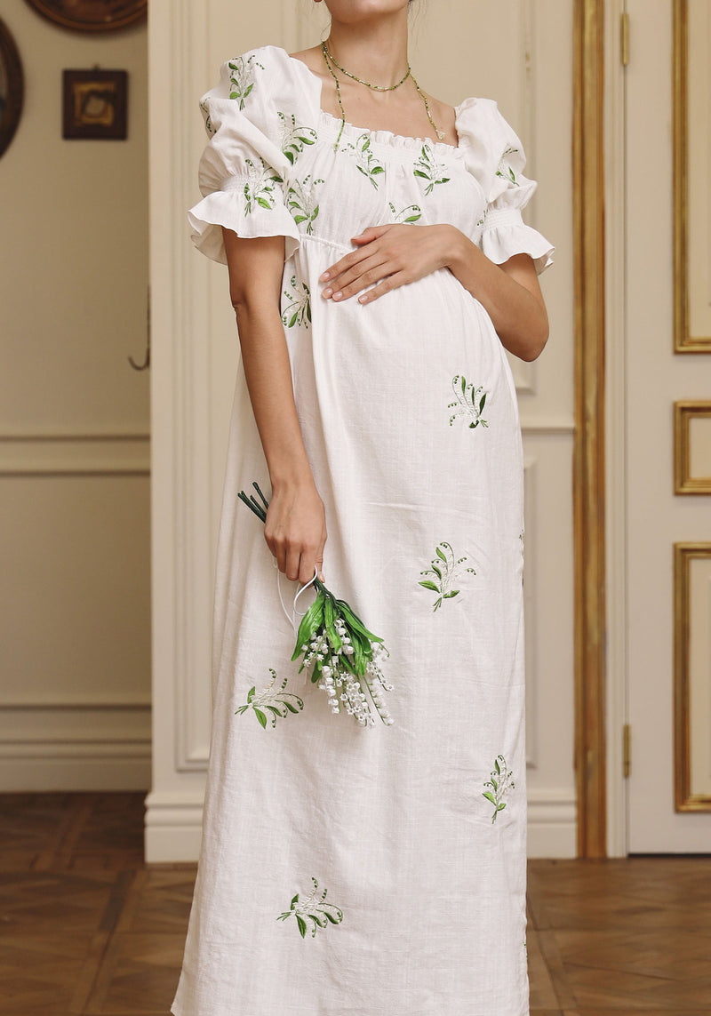 [PRE-ORDER] LINEN LILY EMBROIDERY MAXI DRESS