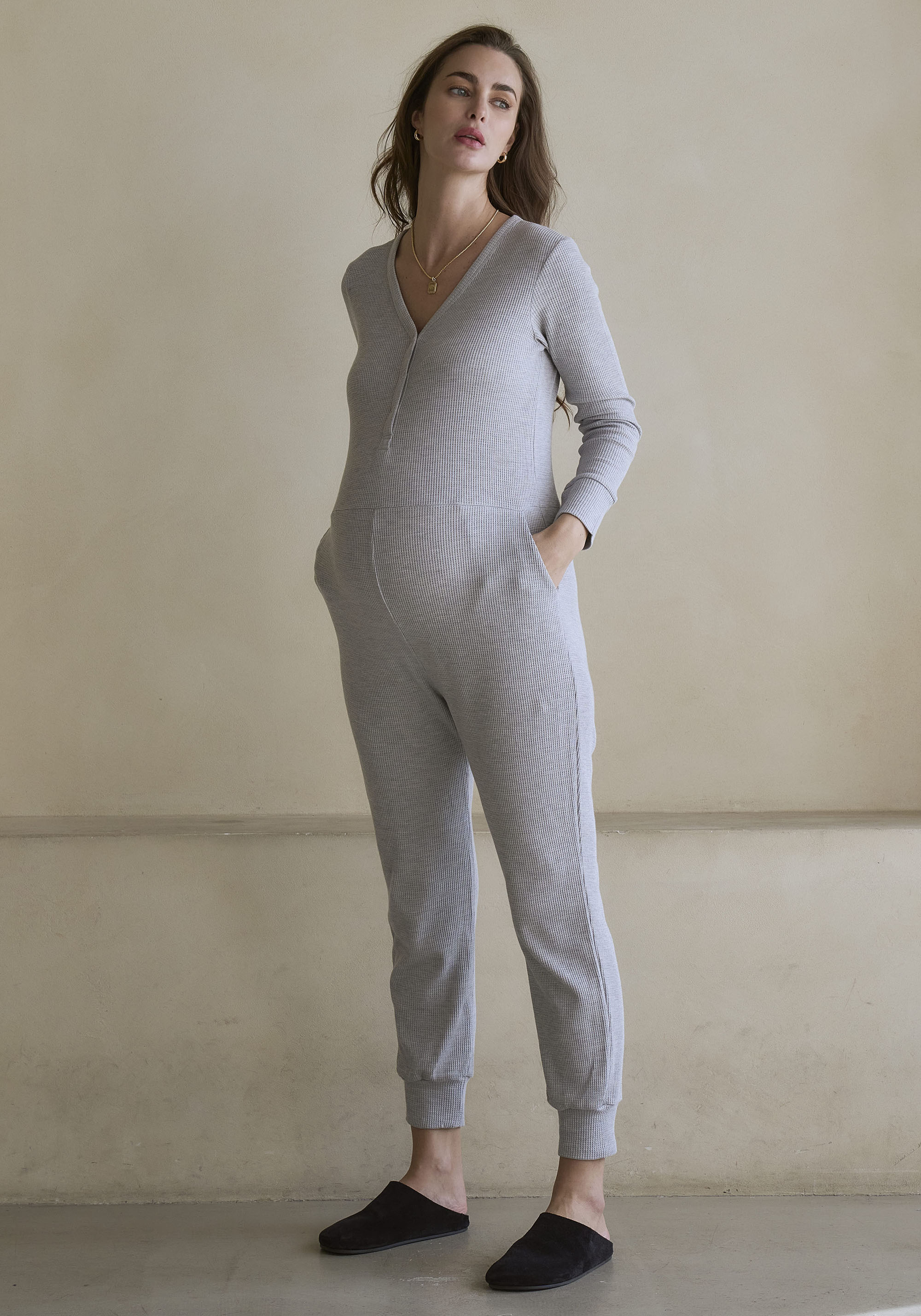 STRETCHY WAFFLE JUMPSUIT
