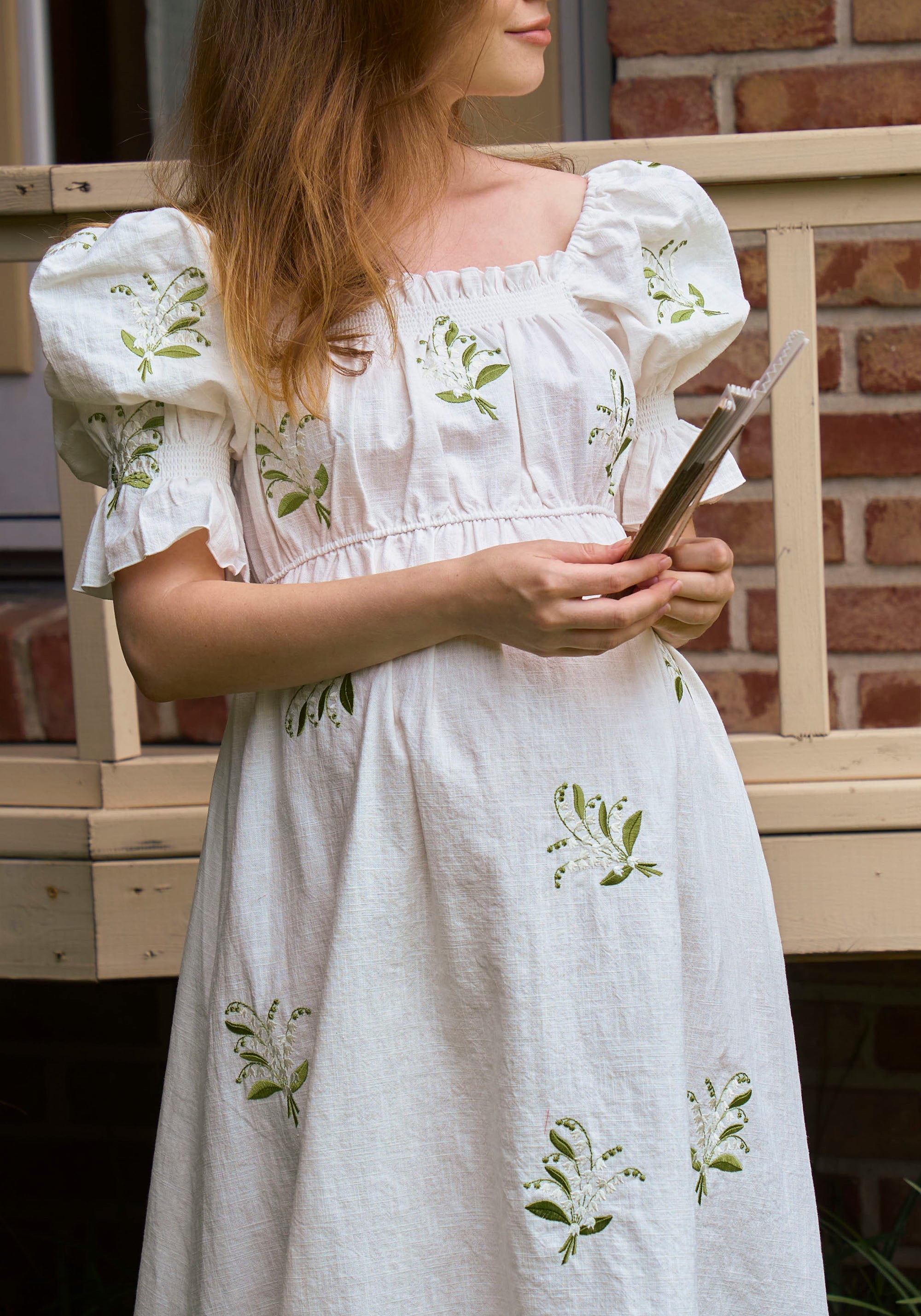 LINEN LILY EMBROIDERY MAXI DRESS