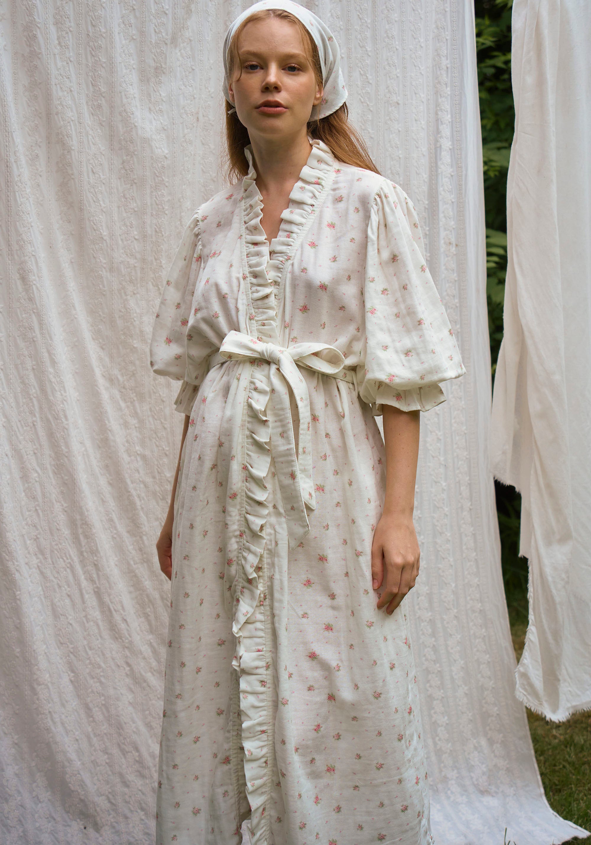 cotton muslin dressing gown Dusty Rose Muslin Robe, Turkish Cotton Spa Bathrobe