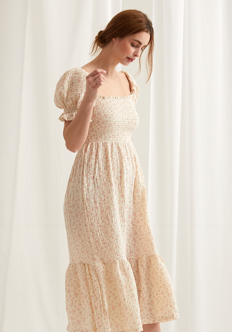 Sakura Dress S/M / Peach Floral