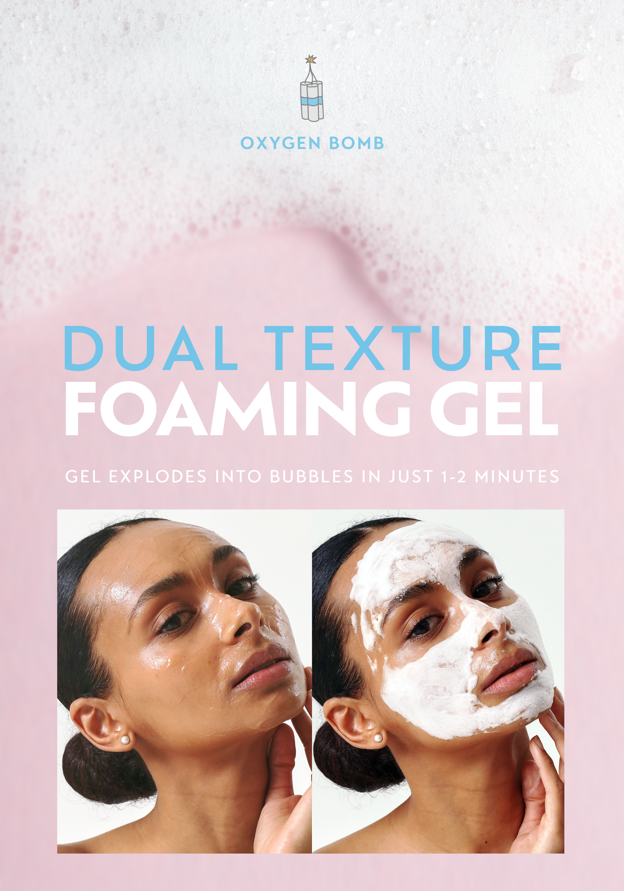 OXYGEN BOMB DUAL TEXTURE PORE PURIFYING GEL FACE CLEANSER & SILICONE BRUSH PAD