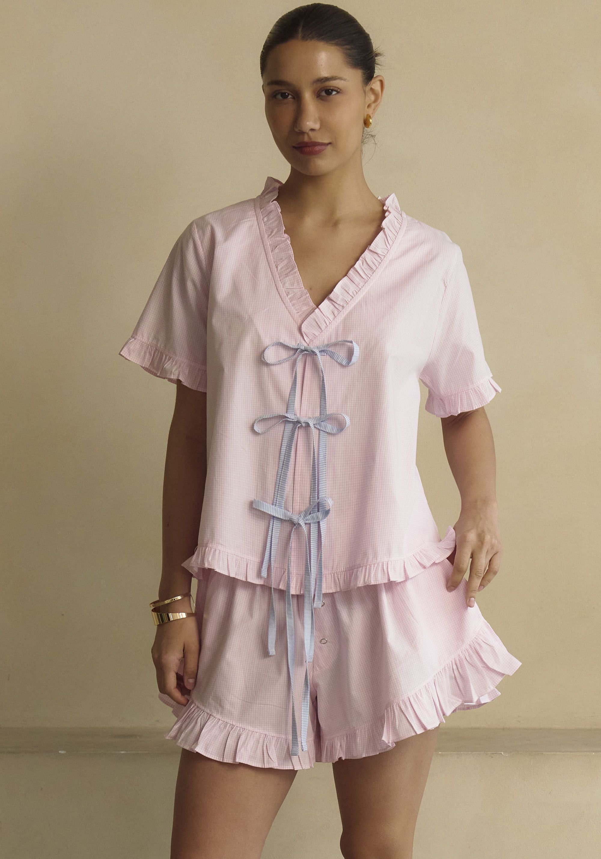 [PRE-ORDER] FRILLED BOWS TOP & SHORTS SET