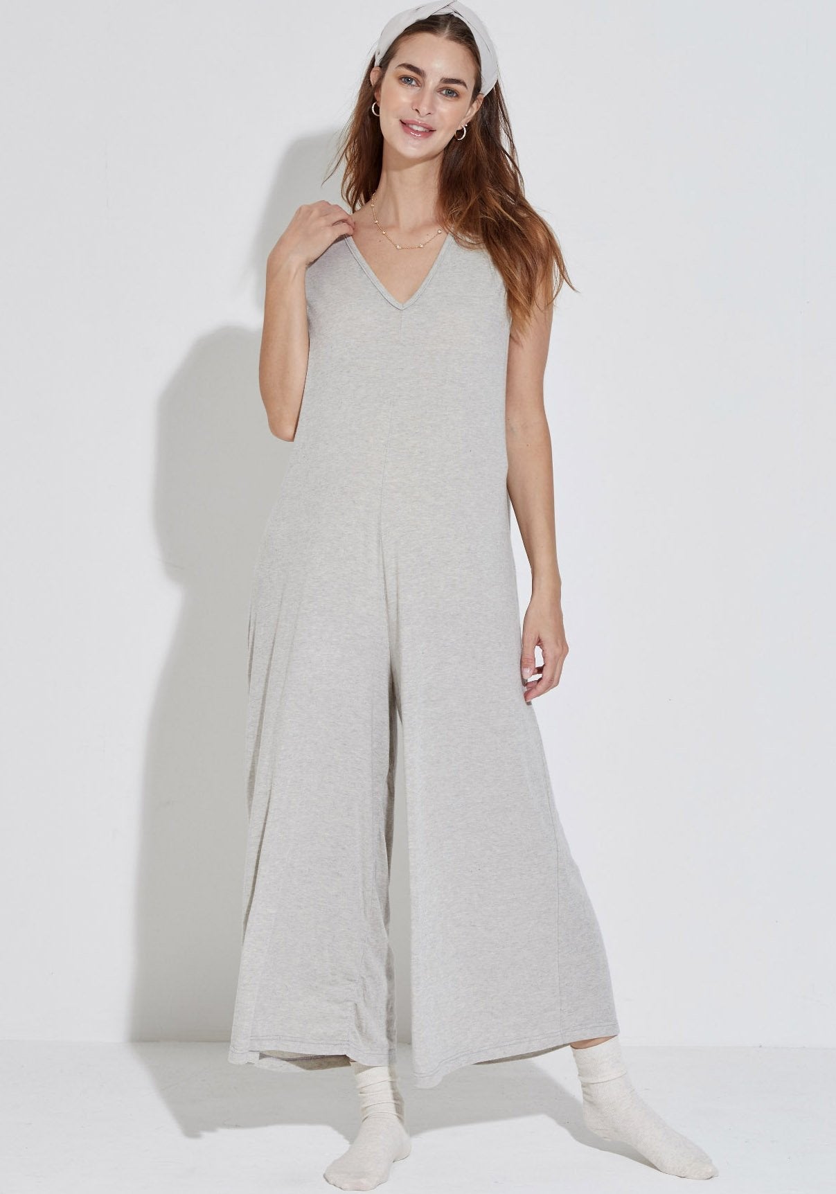 SOFT ANGORA GAUZE KNIT JUMPSUIT