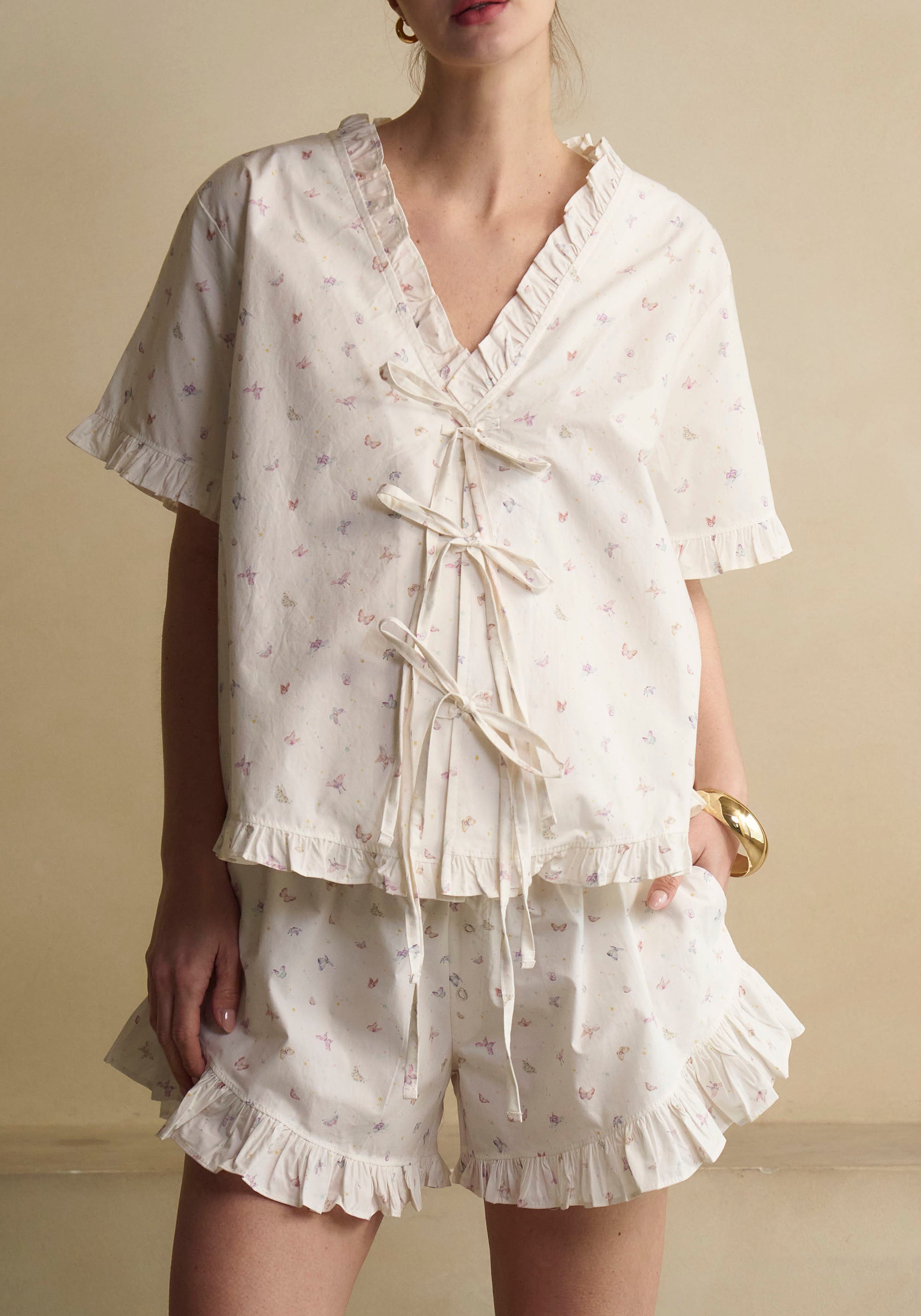 FRILLED BOWS TOP & SHORTS SET