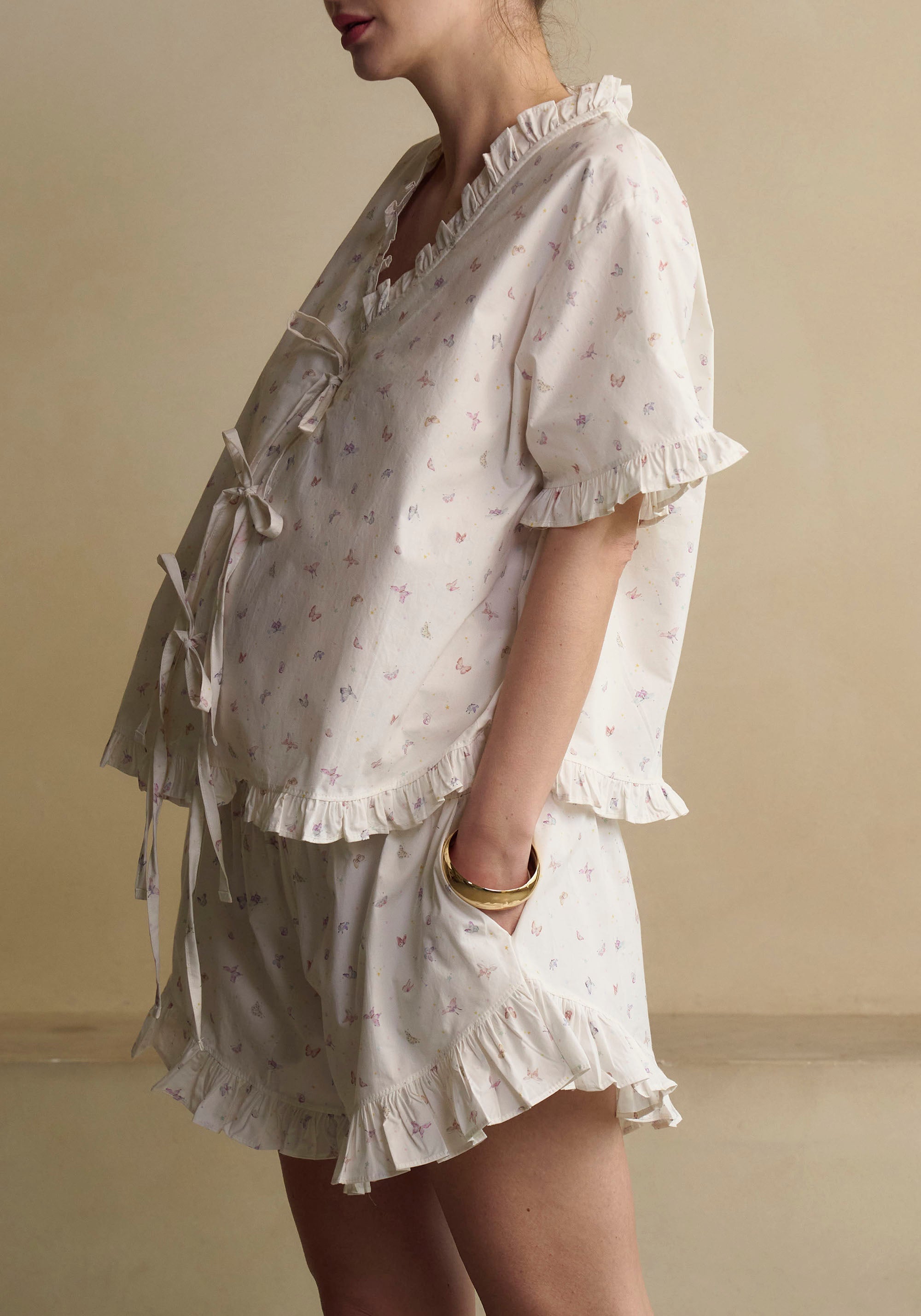 FRILLED BOWS TOP & SHORTS SET