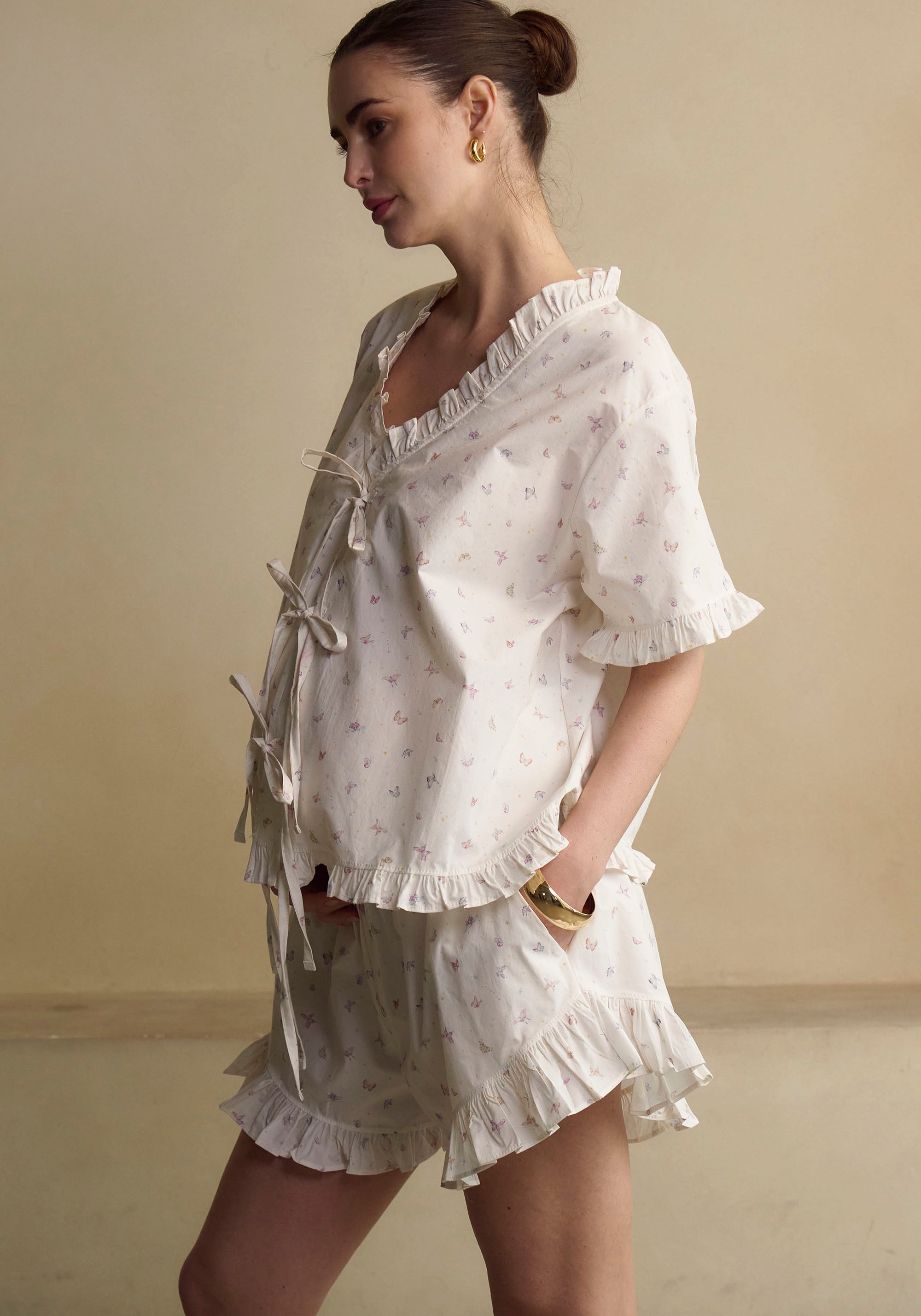 FRILLED BOWS TOP & SHORTS SET