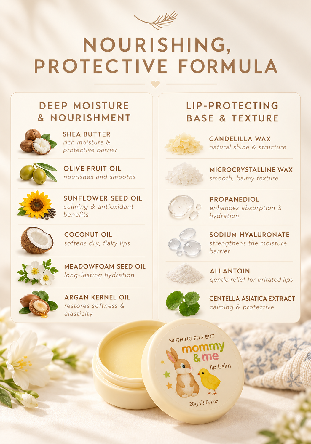 [1+1] THE ULTIMATE MOMMY & ME LIP BALM : SUPER HYDRATING, ULTRA RICH, NON-STICKY & POTENT EWG GREEN VEGAN FORMULA