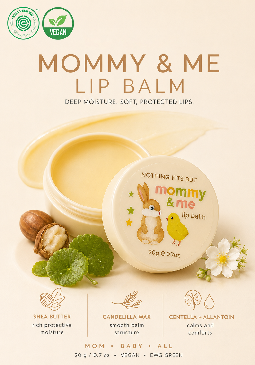 [1+1] VEGAN MOMMY & ME LIP BALM - EWG GREEN