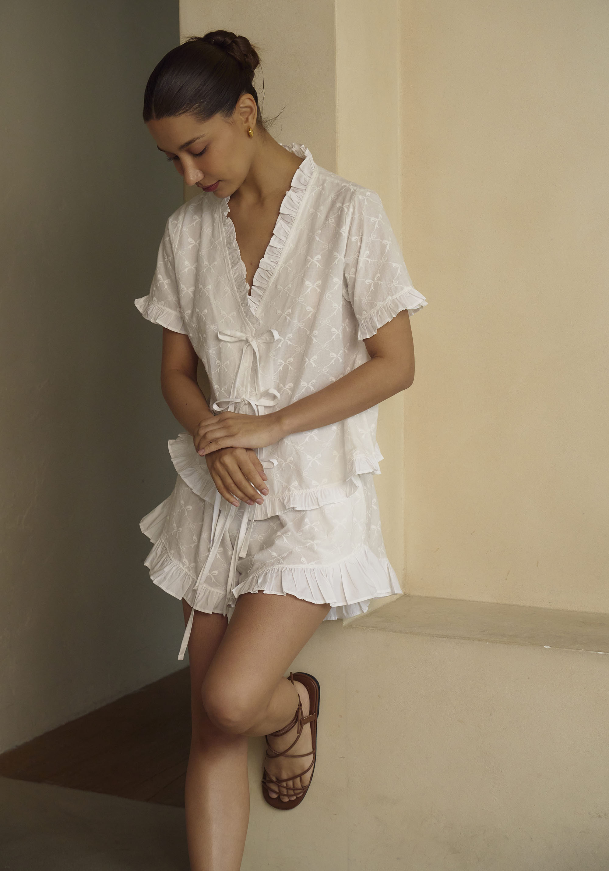 FRILLED BOWS TOP & SHORTS SET