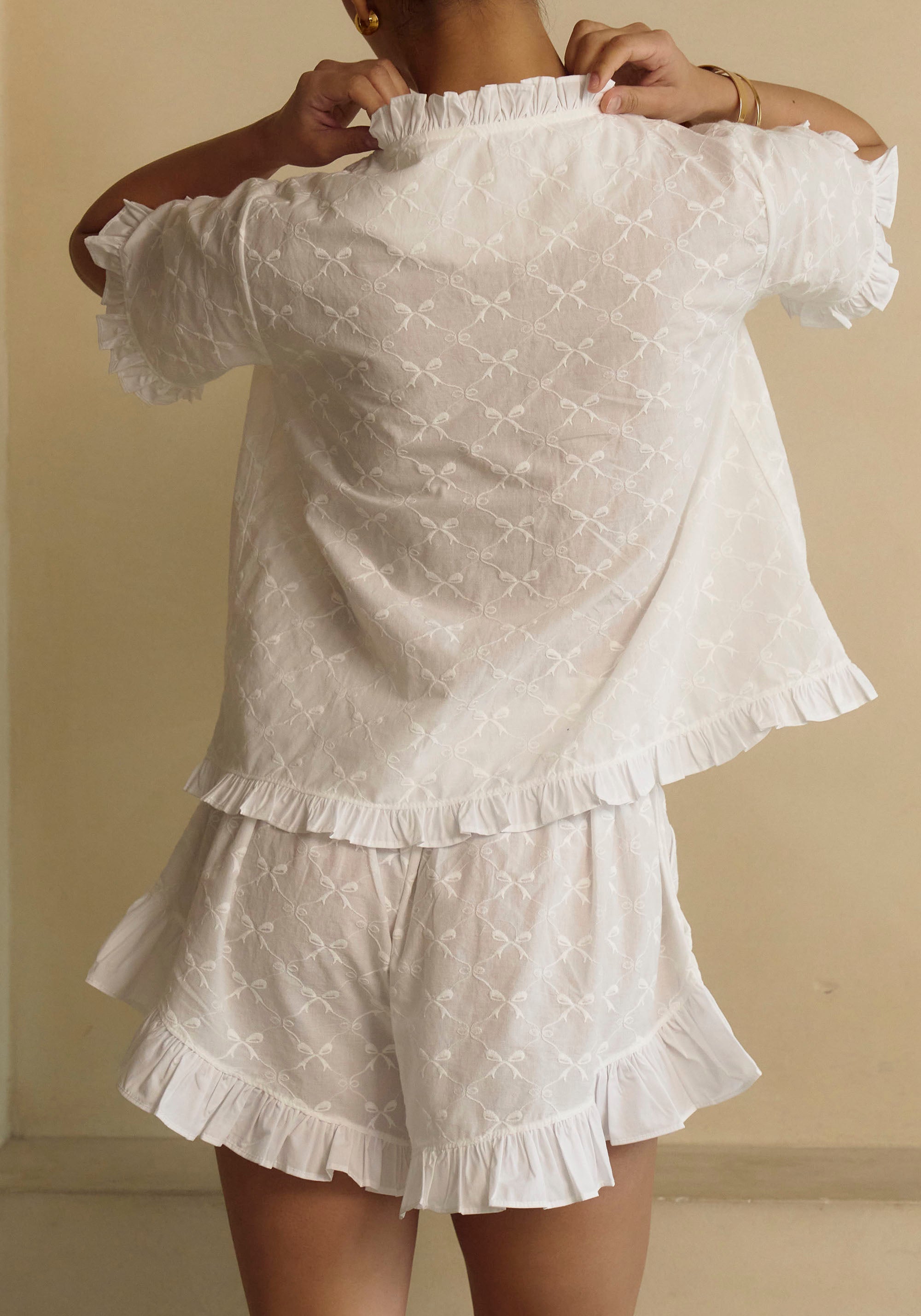FRILLED BOWS TOP & SHORTS SET