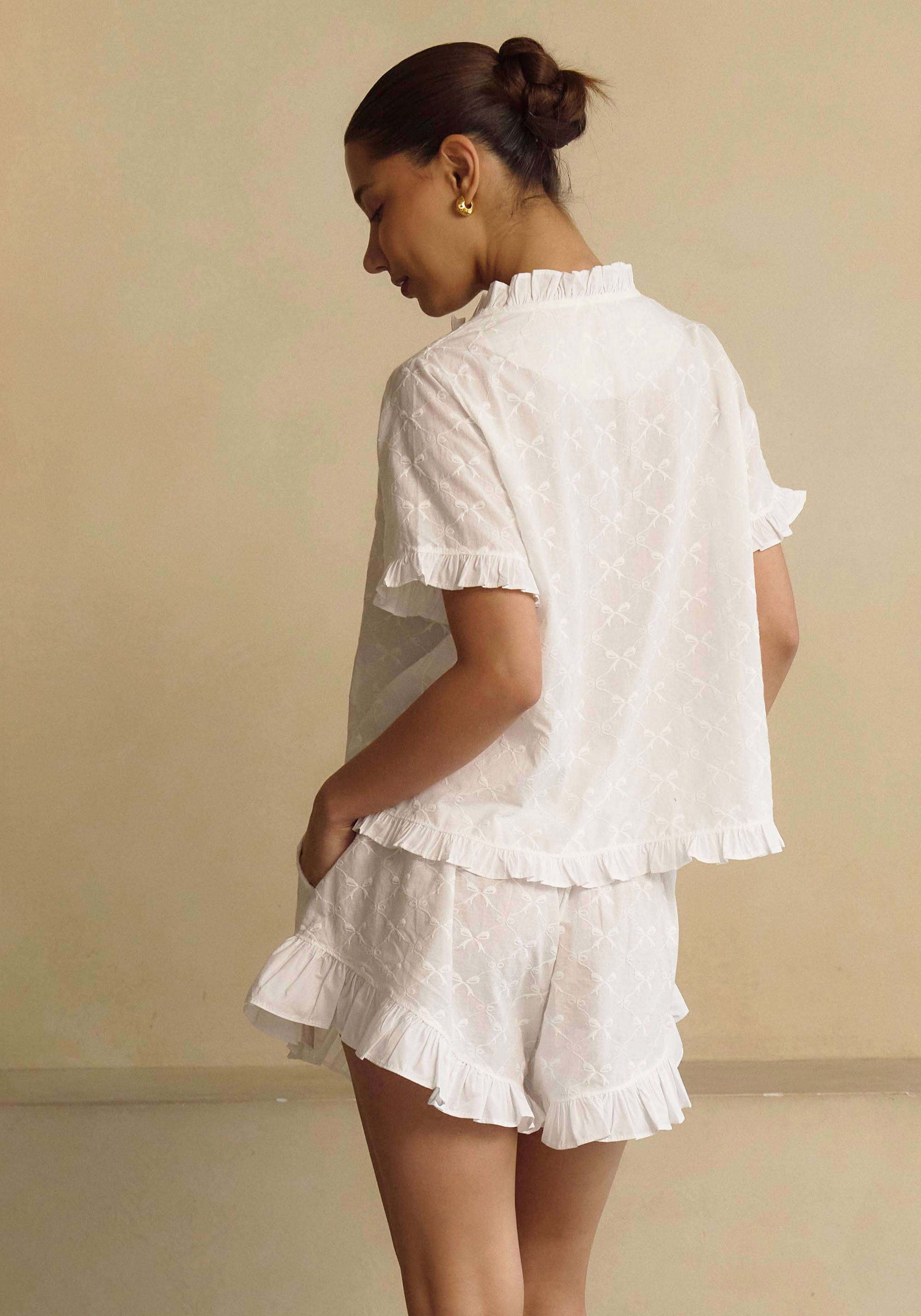 FRILLED BOWS TOP & SHORTS SET