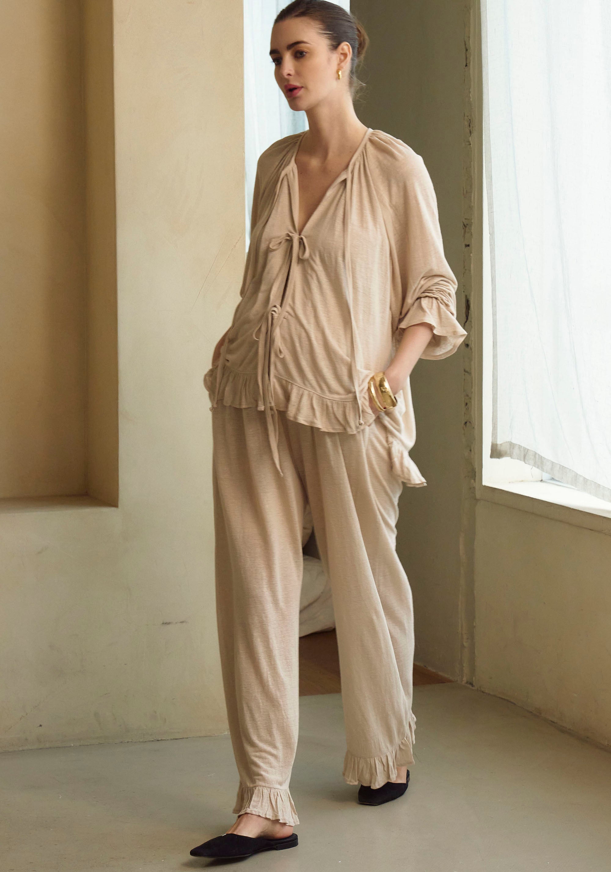 CERES LINEN KNIT BLOUSE & PANTS SET