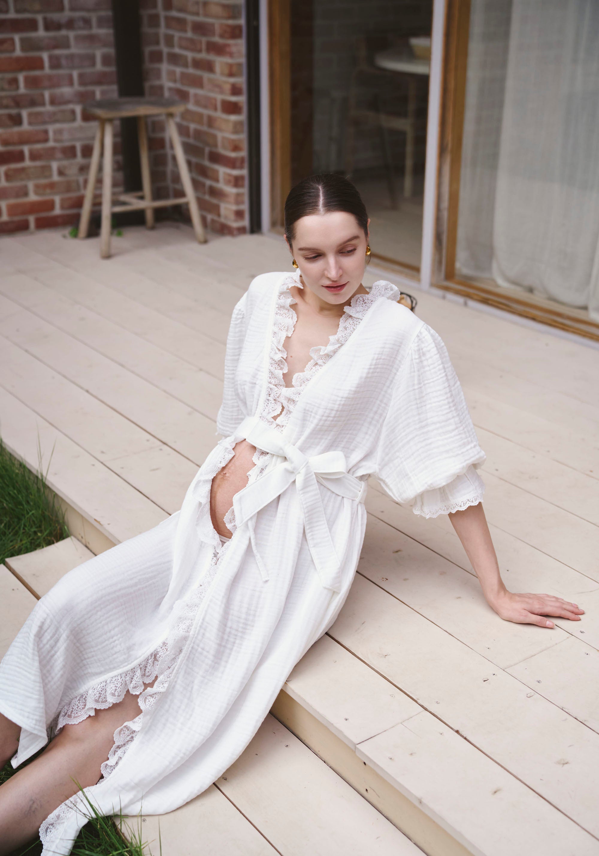 LACED MODAL GAUZE ROBE
