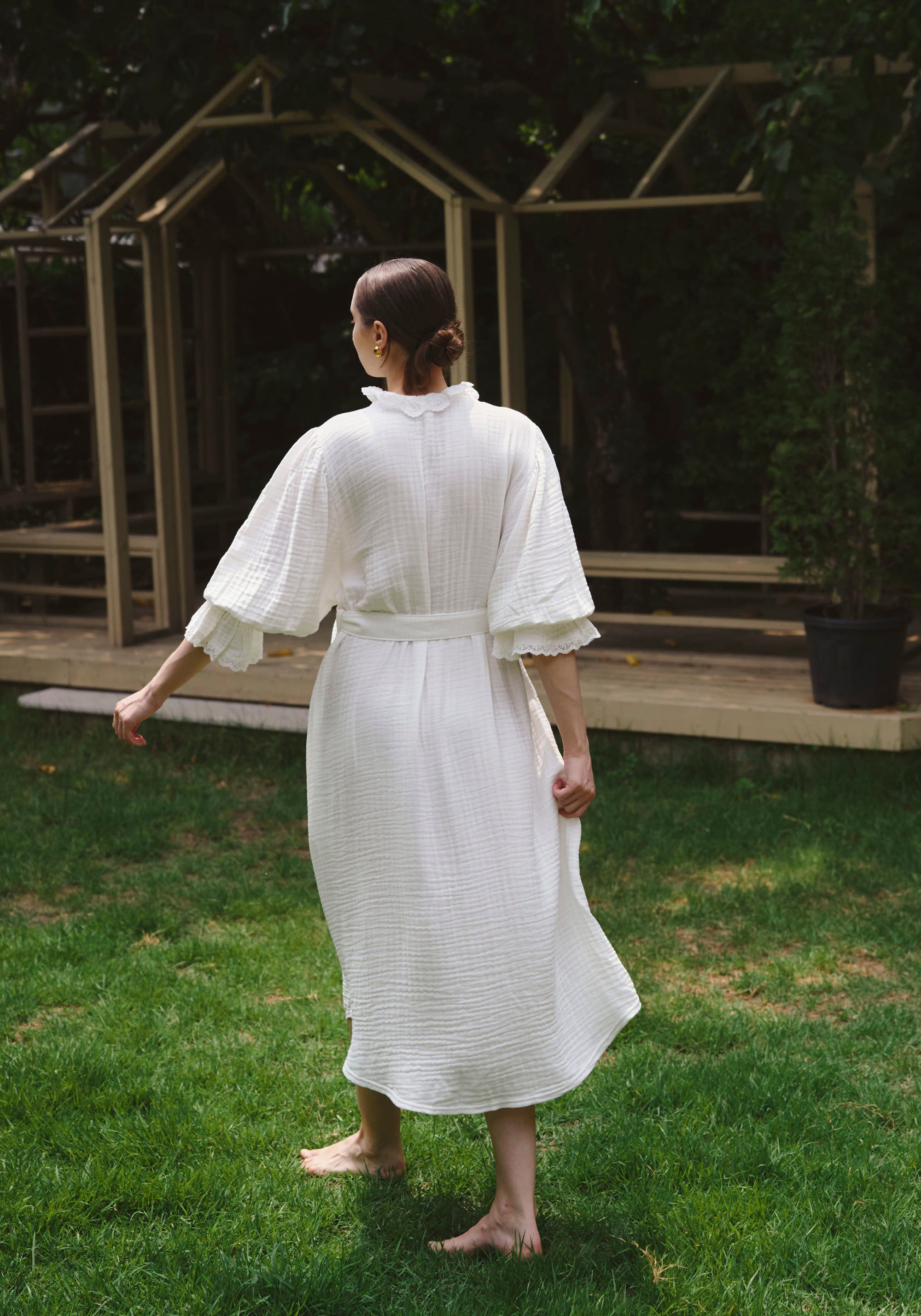 LACED MODAL GAUZE ROBE