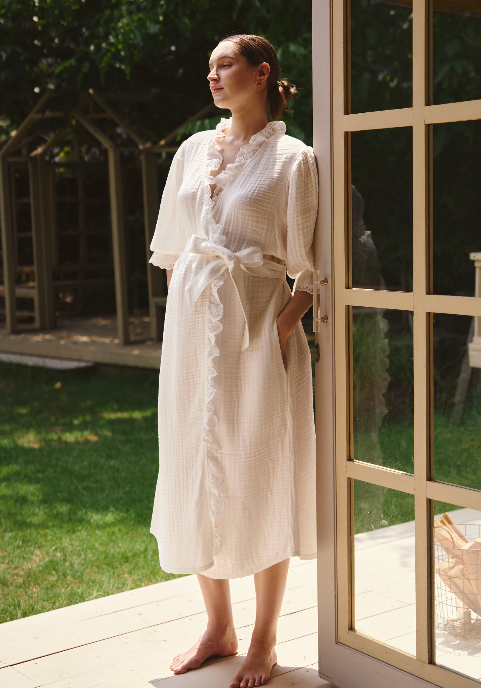 LACED MODAL GAUZE ROBE