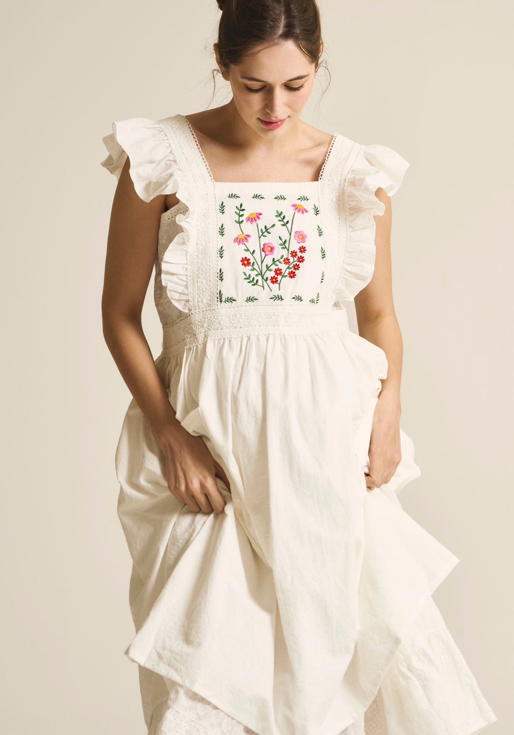 EMBROIDERED APRON DRESS