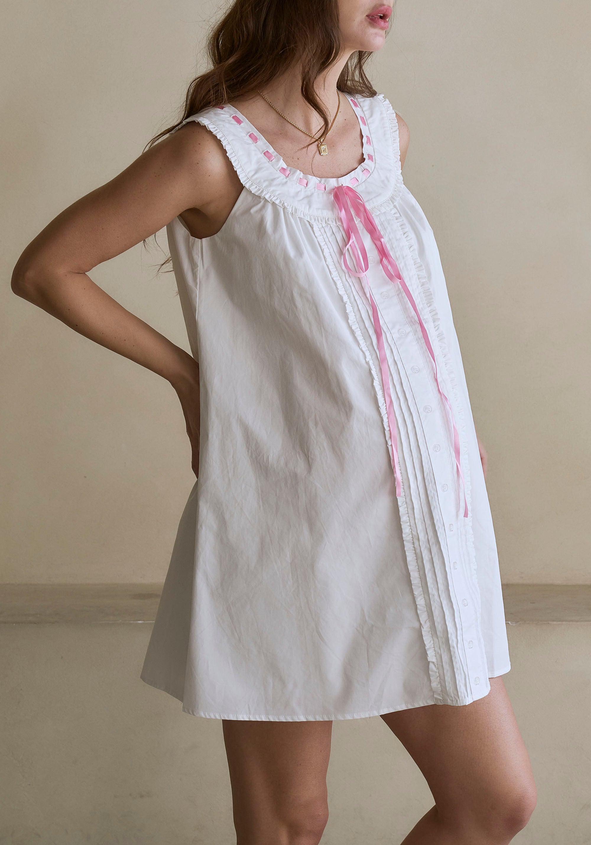 [FINAL SALE] POPLIN BOW DRESS