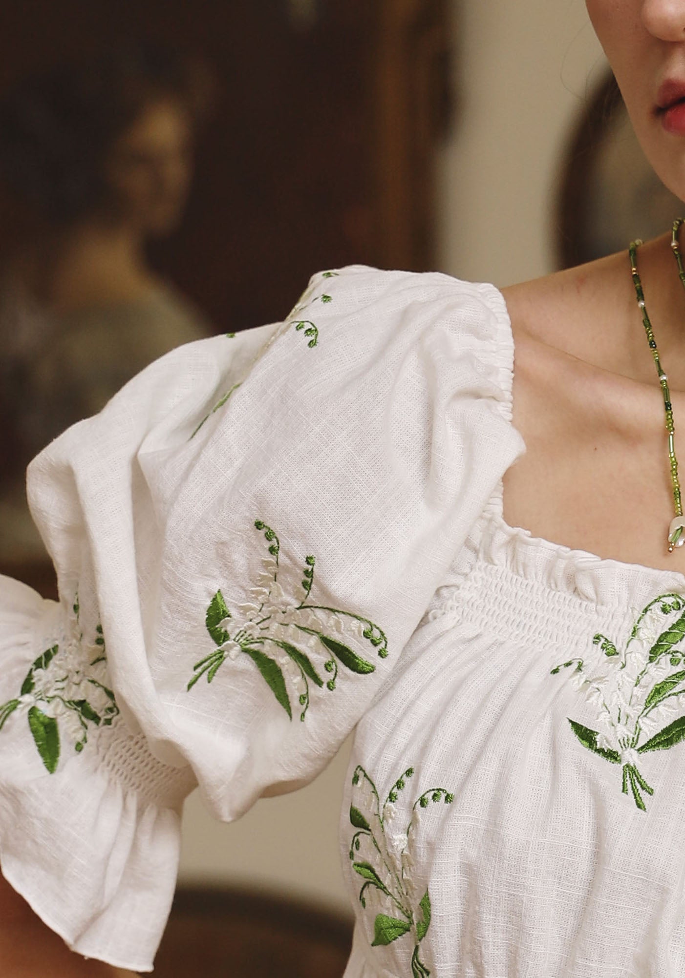 LINEN LILY EMBROIDERY MAXI DRESS