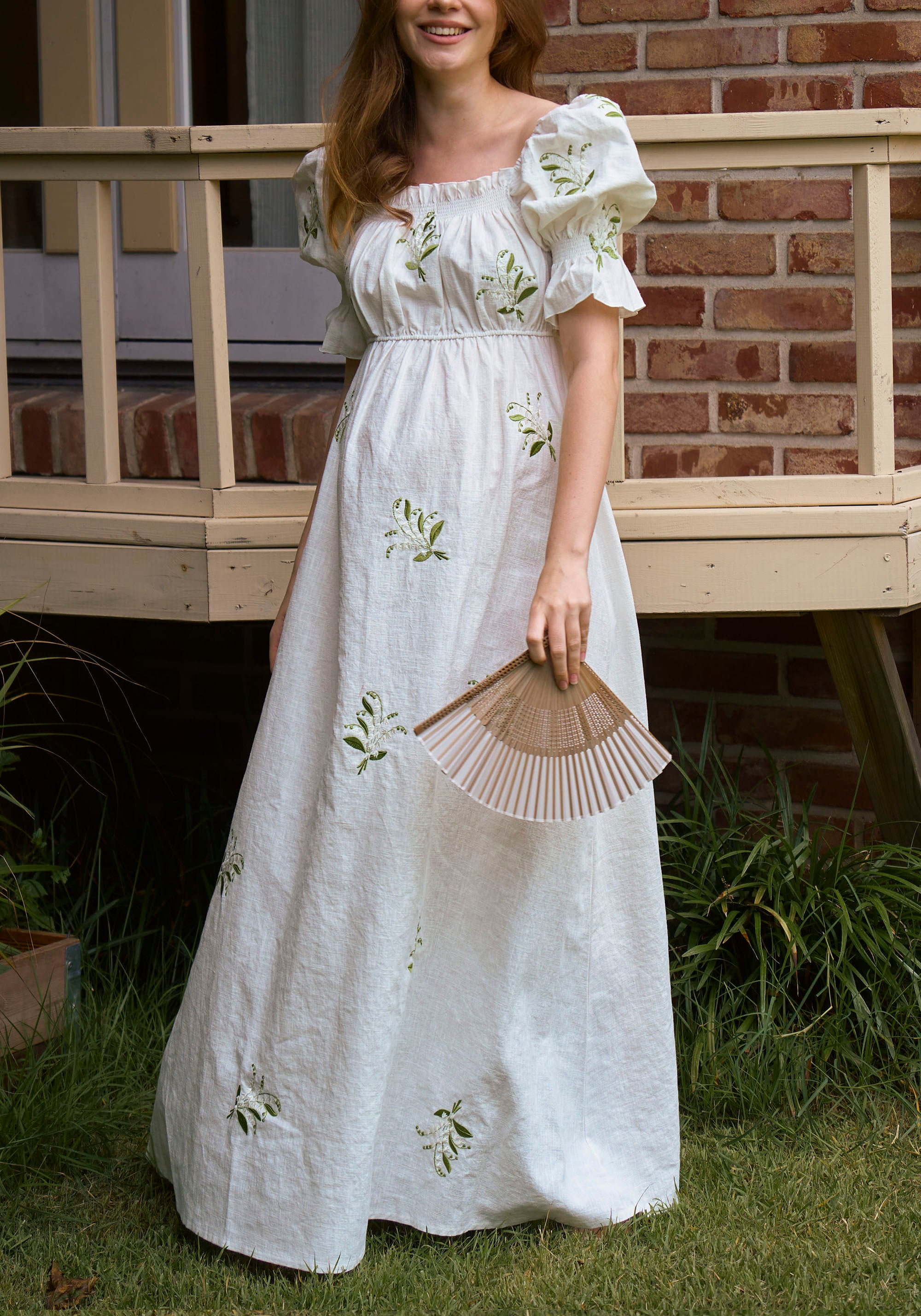 LINEN LILY EMBROIDERY MAXI DRESS
