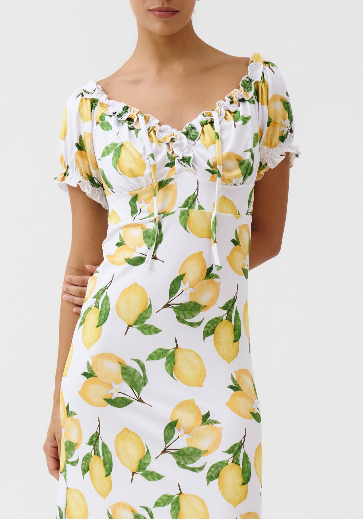 SUPER STRETCHY MILKMAID DRESS WITH RUFFLES