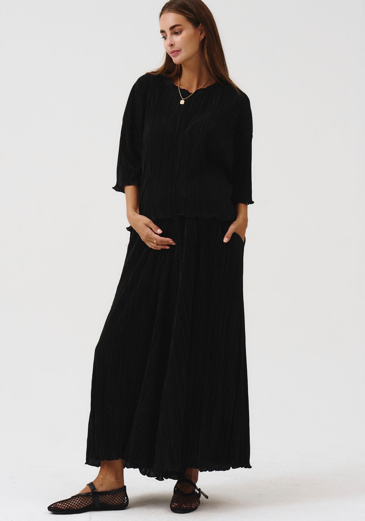 PLEATED WIDE PANTS & TOP SET