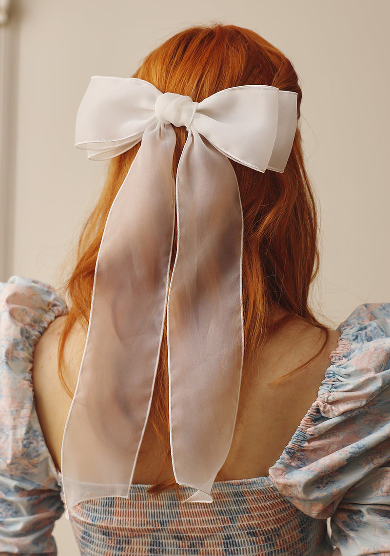 LUXE ORGANZA BOW FRENCH BARRETTE HAIR PIN