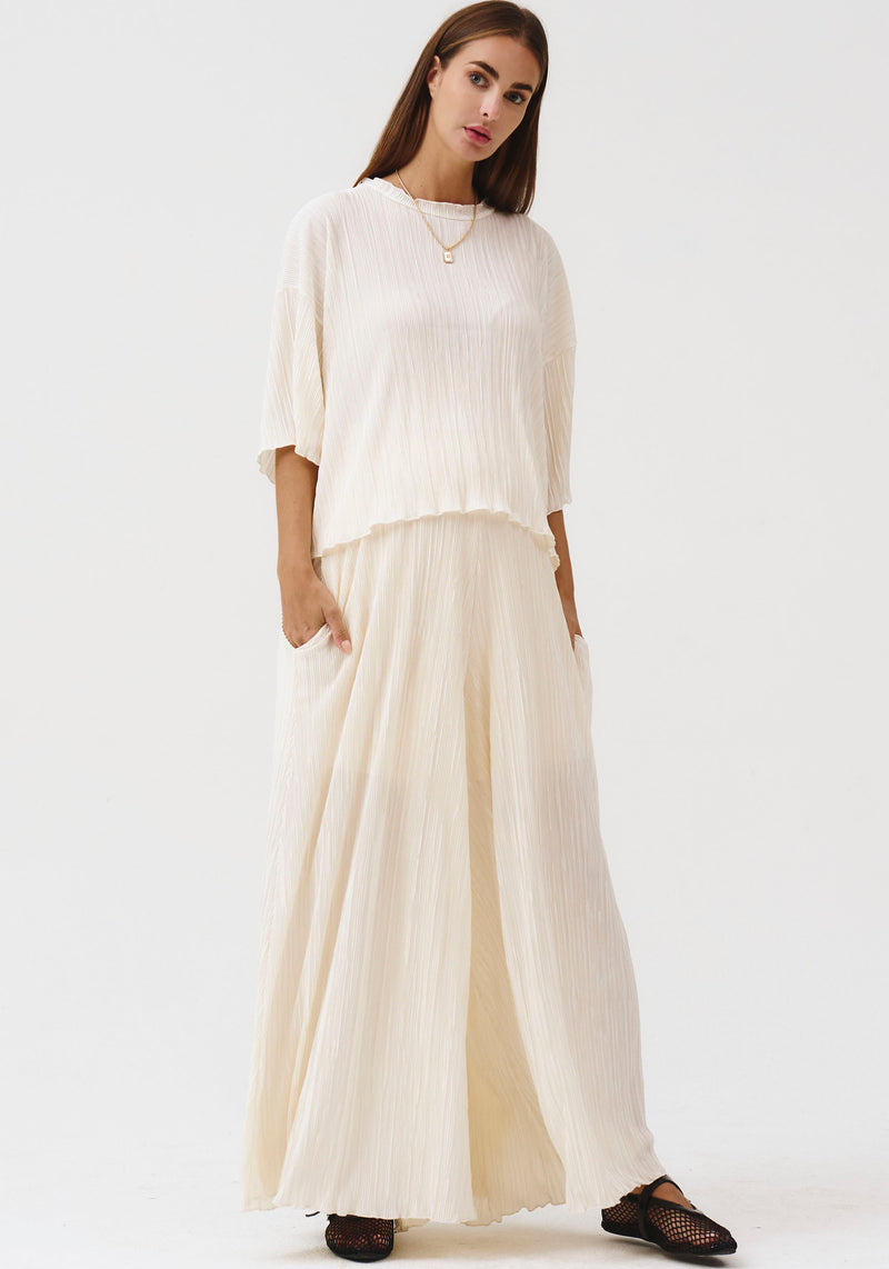 PLEATED WIDE PANTS & TOP SET