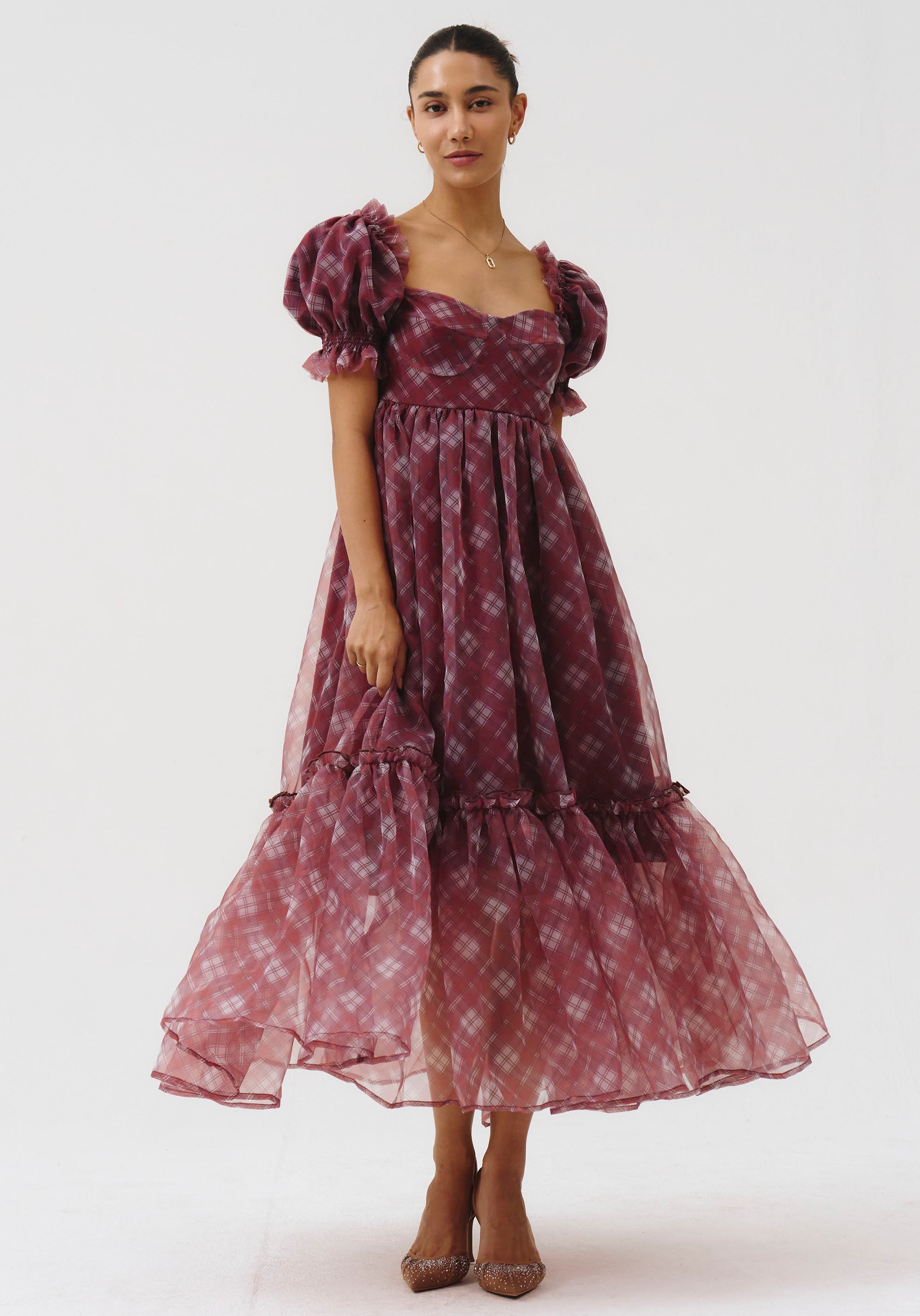 FINAL SALE] TARTAN ORGANZA DRESS