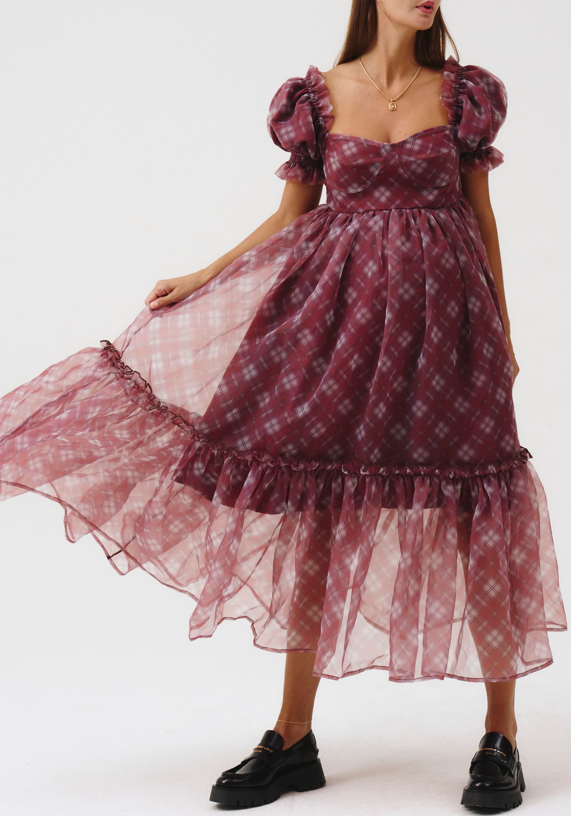 [FINAL SALE] TARTAN ORGANZA DRESS