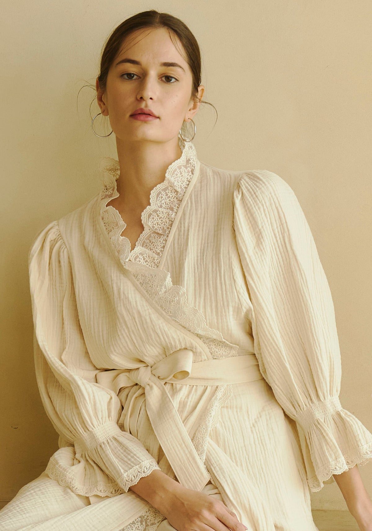 LACED MUSLIN ROBE