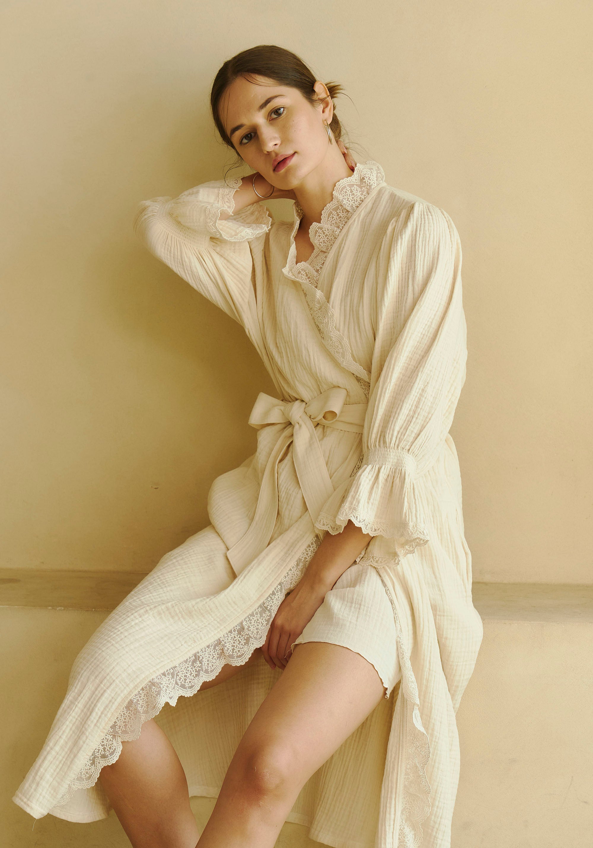 LACED MUSLIN ROBE