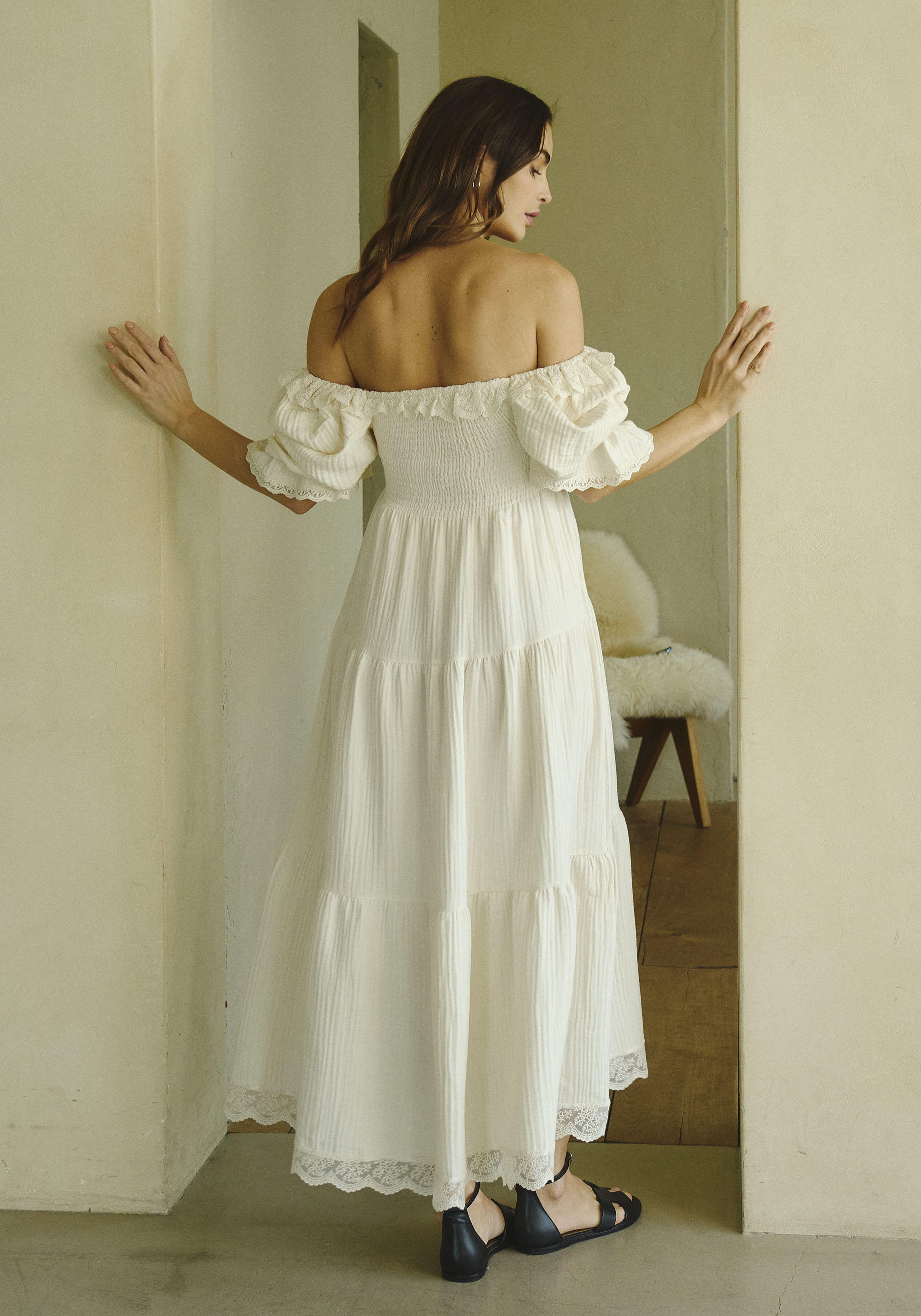 satin corset dress Leila Satin Corset Maxi Dress / Ivory | MESHKI