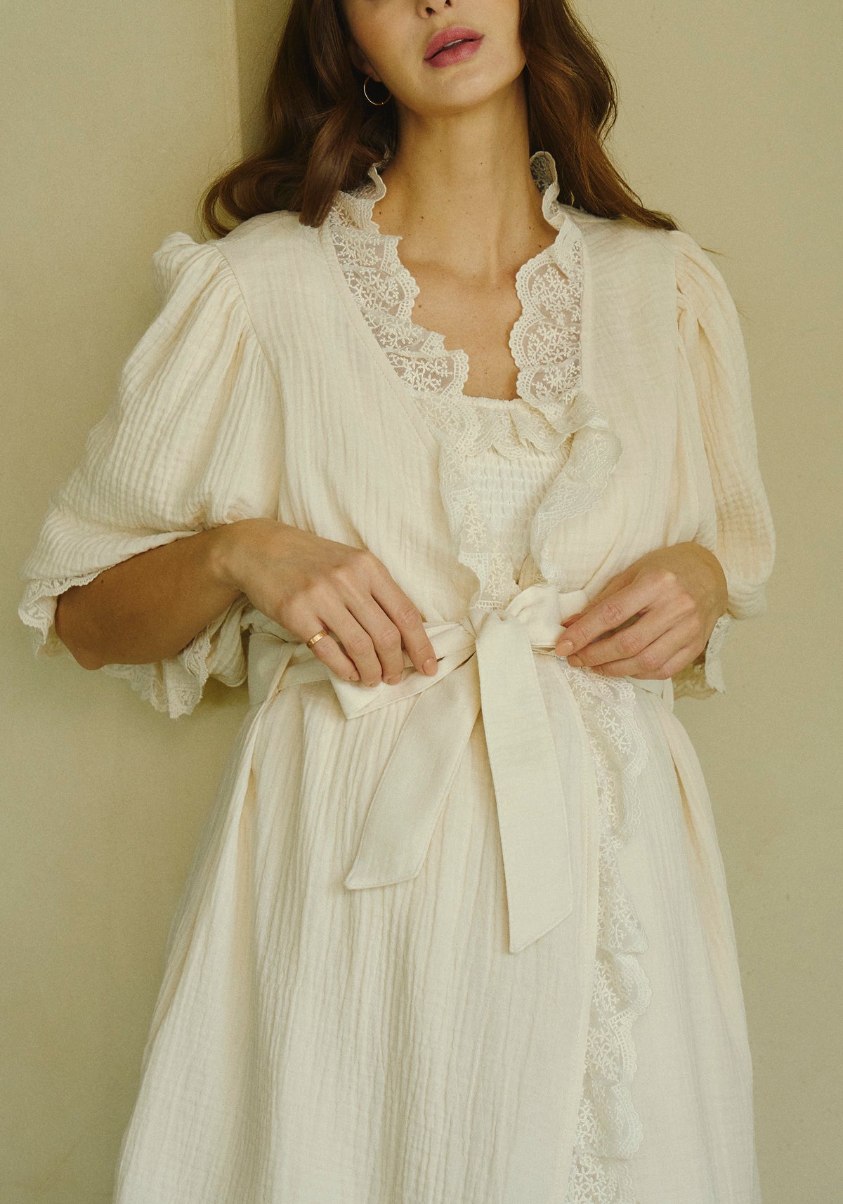 LACED MUSLIN ROBE