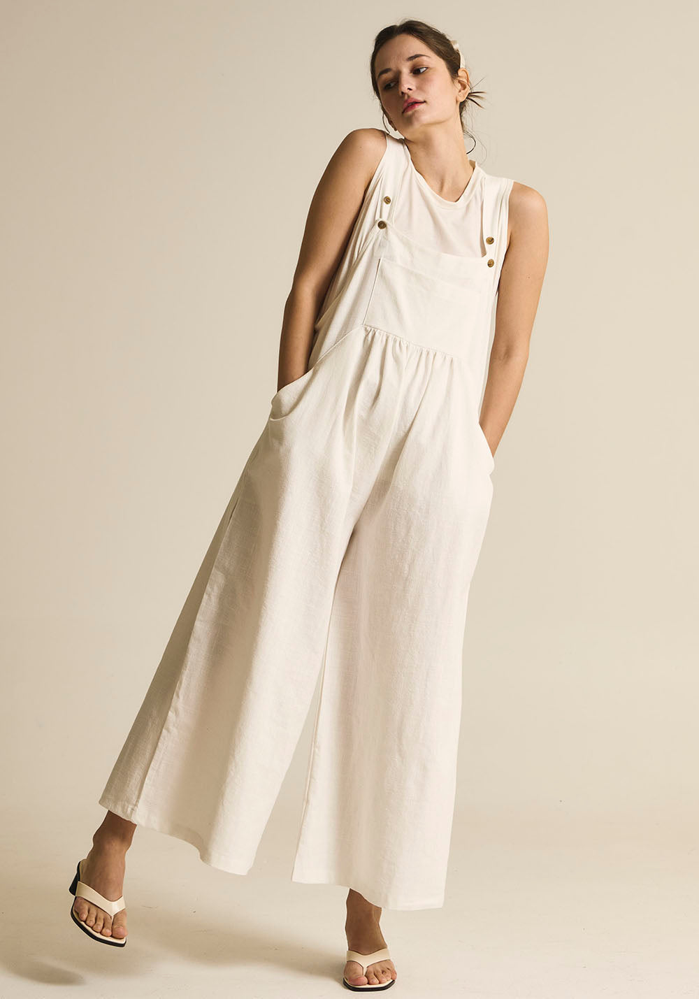 WIDE LEG LINEN JUMPSUIT