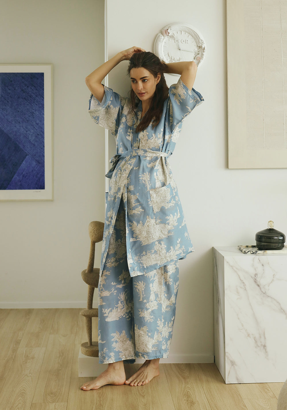 VEGAN SILK ROBE & PANTS SET