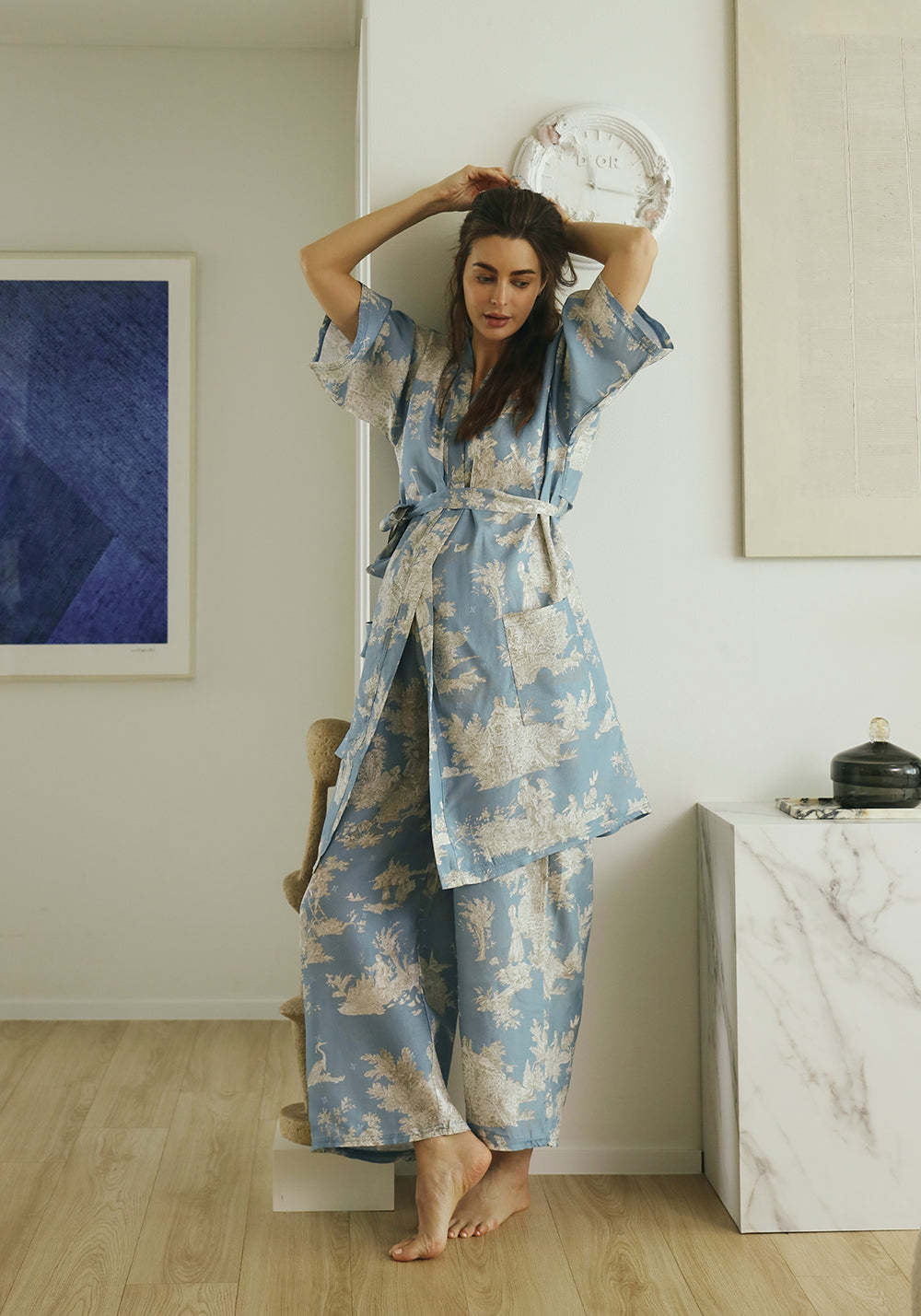 VEGAN SILK ROBE & PANTS SET