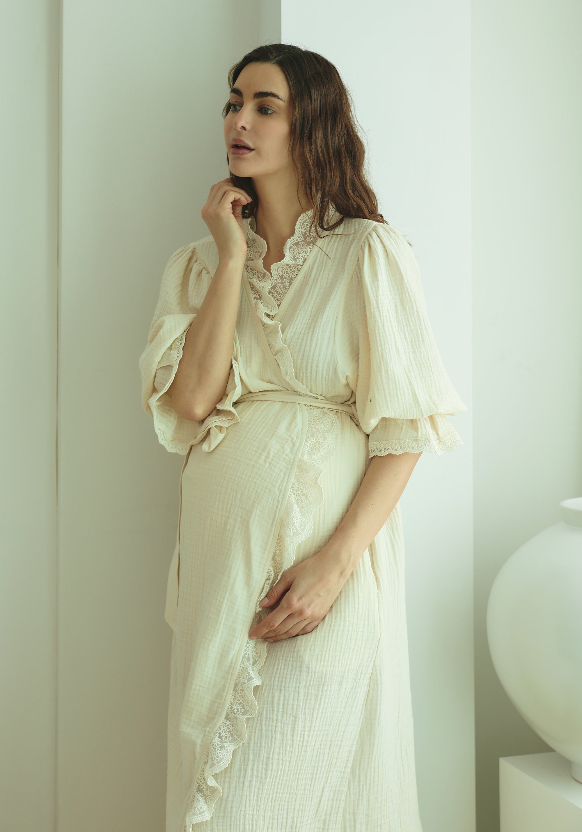 LACED MUSLIN ROBE