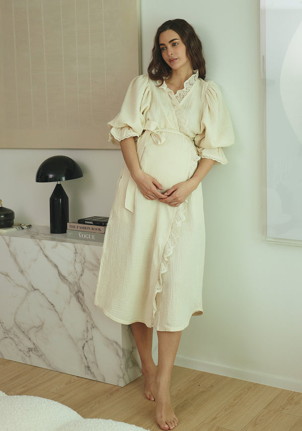 LACED MUSLIN ROBE